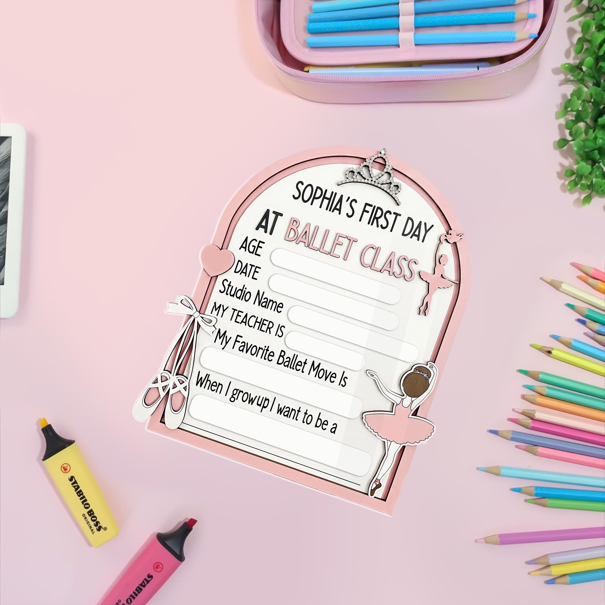 First Ballet Class Wooden Sign, Personalized Ballet Keepsake, Reusable Milestone Board, Wooden Ballet Sign for Girls, Dance Class Memory