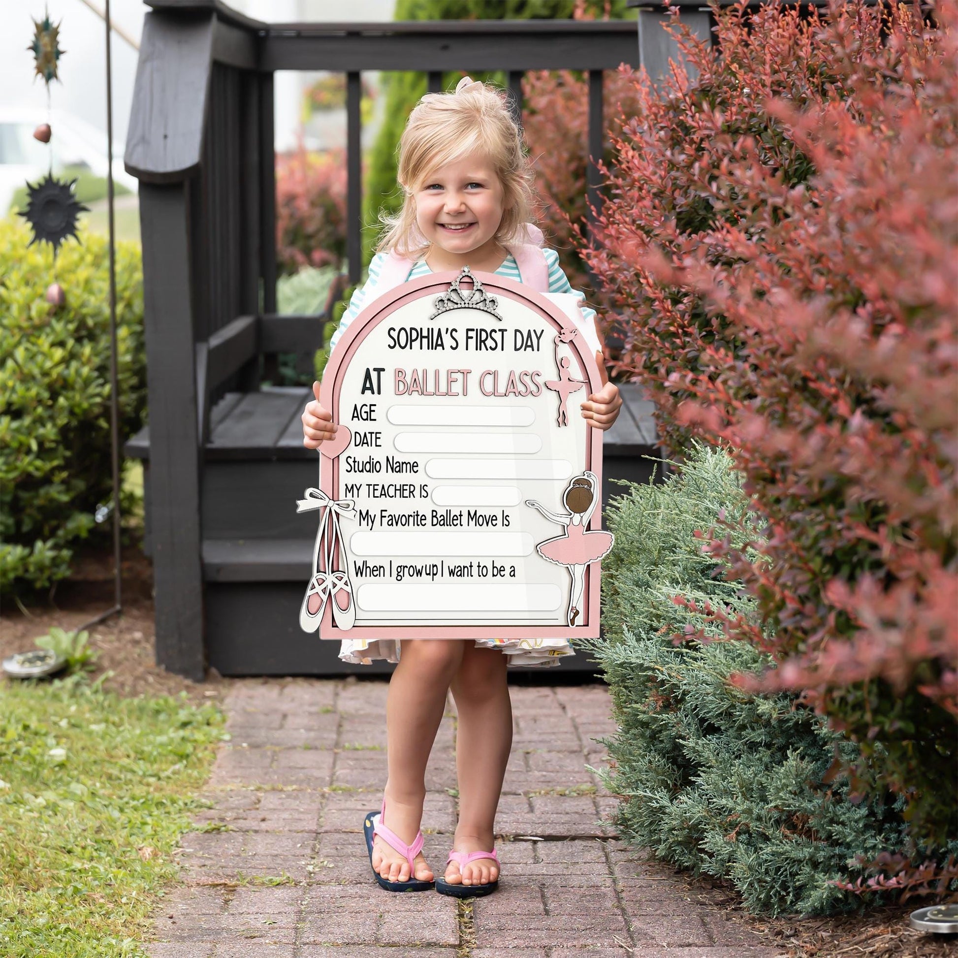 First Ballet Class Wooden Sign, Personalized Ballet Keepsake, Reusable Milestone Board, Wooden Ballet Sign for Girls, Dance Class Memory