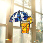 Summer Drink Acrylic Window Hanging – Lemonade Glass with Umbrella Suncatcher, Vibrant Kitchen or Patio Decor Gift