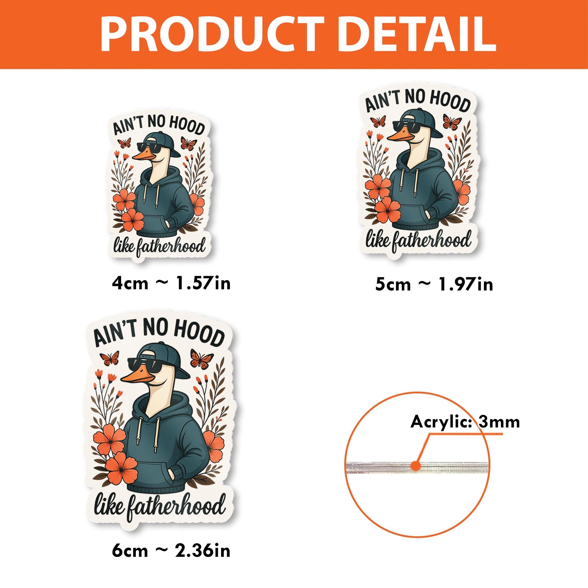 Funny Dad Goose Badge Reel | Ain’t No Hood Like Fatherhood ID Clip | Cool Father’s Day Gift for Him | Retractable Badge Holder