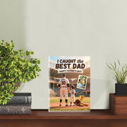 Personalized Baseball Father's Day Acrylic Block - "I Caught the Best Dad!" Photo Plaque, Custom Daddy & Me Gift, Unique Sports Keepsake