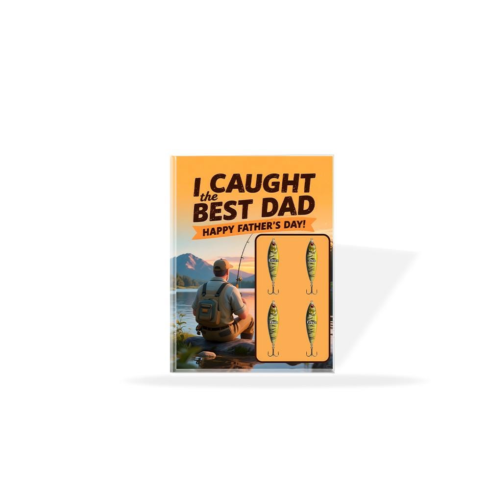 Personalized "Caught the Best Dad" Acrylic Block Plaque - Happy Father's Day Fishing Gift for Him - Unique Fisherman Present, Custom