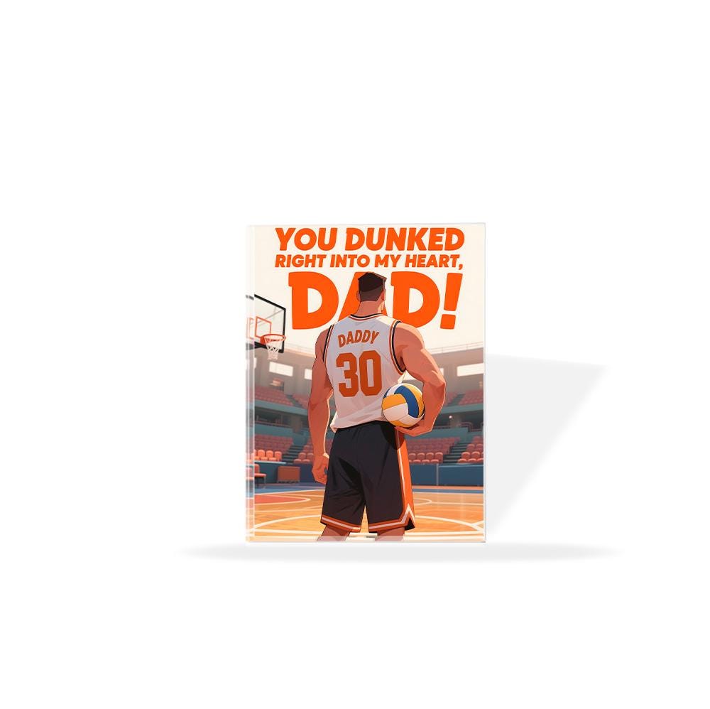 Personalized You Dunked Right Into My Heart, Dad! Basketball Acrylic Block Plaque - Father's Day Gift for Dad,  Custom Gift For Basketball