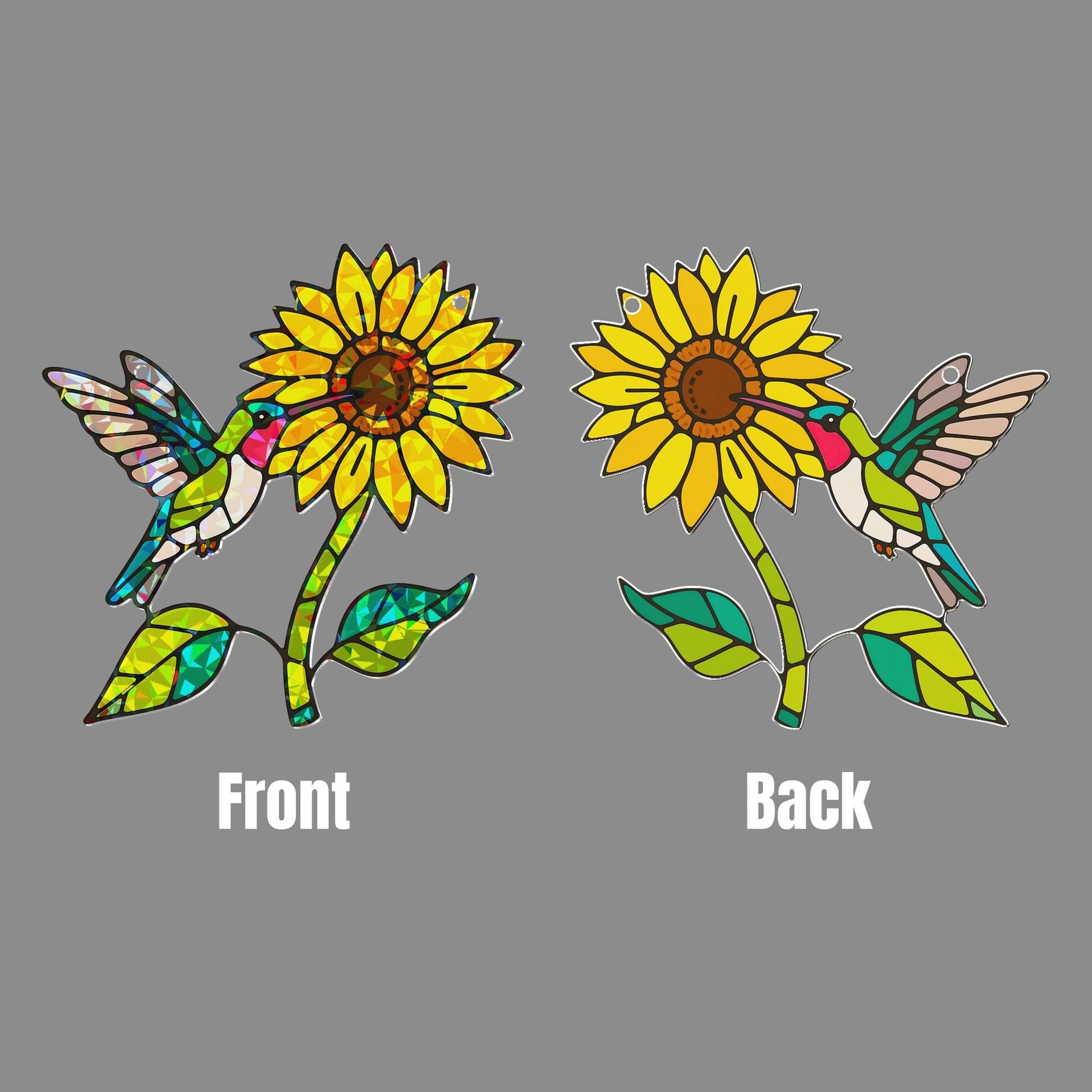 Hummingbird Sunflower Hologram Acrylic Window Hanging Ornament, Bird & Floral Art, Nature Lover Home Decor Gift, Sunflower Lover Gift