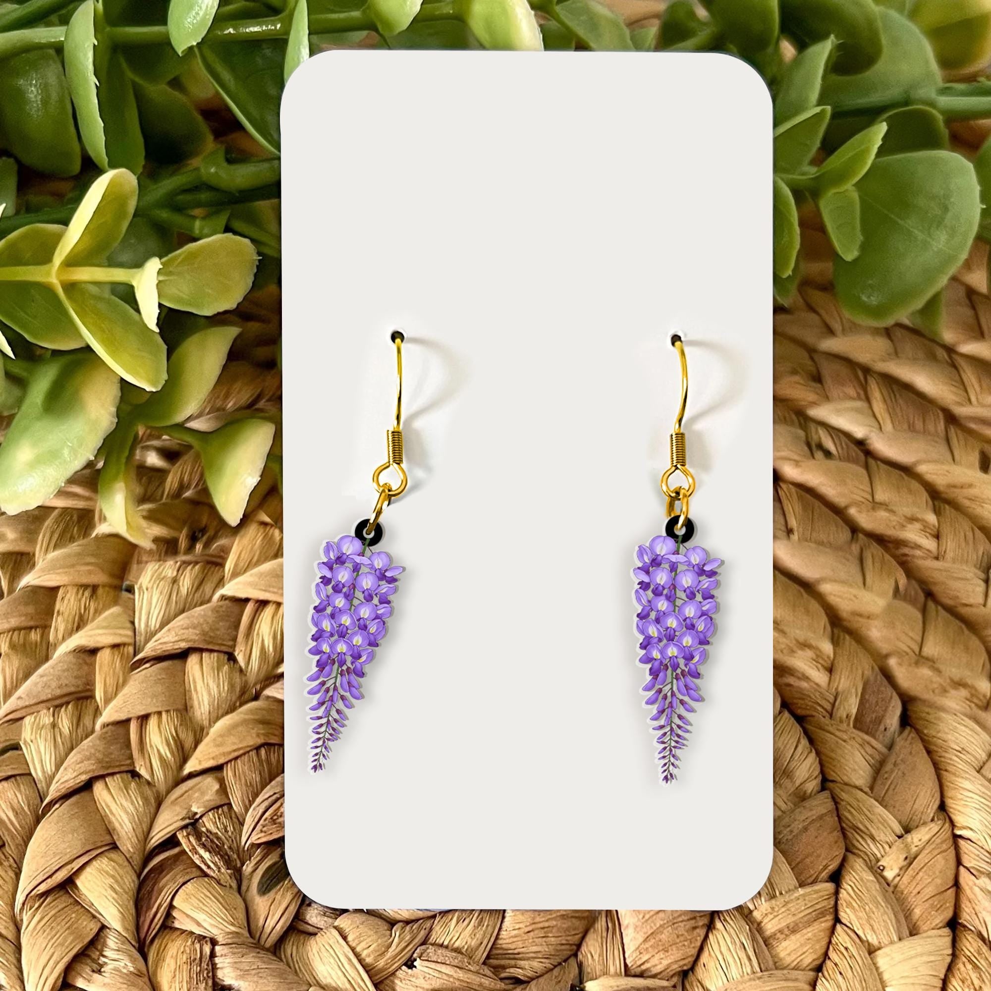 Wisteria Flower Earrings, Floral Dangle Earrings, Boho Statement Earrings, Spring Garden Jewelry, Gift For Her/Mom/Grandma, Bridesmaids Gift