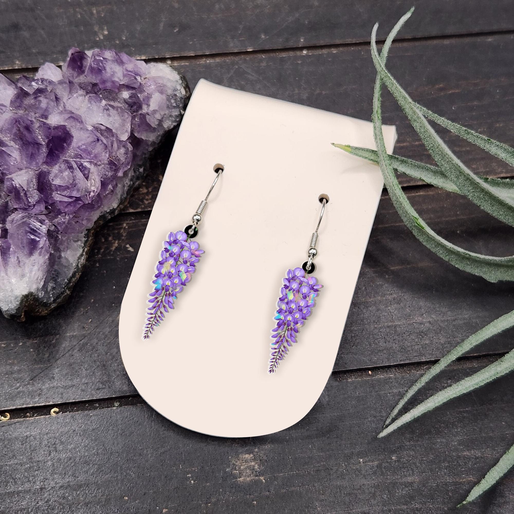 Wisteria Flower Earrings, Floral Dangle Earrings, Boho Statement Earrings, Spring Garden Jewelry, Gift For Her/Mom/Grandma, Bridesmaids Gift