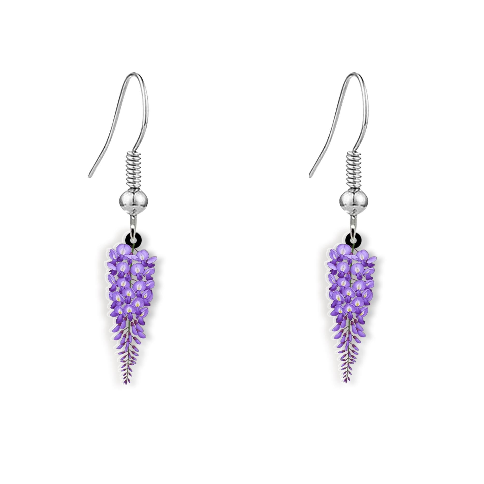 Wisteria Flower Earrings, Floral Dangle Earrings, Boho Statement Earrings, Spring Garden Jewelry, Gift For Her/Mom/Grandma, Bridesmaids Gift