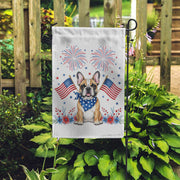 4th of July Garden Flag with French Bulldog – Patriotic Dog Decor, Outdoor Yard Flag with American Flags & Fireworks for Independence Day