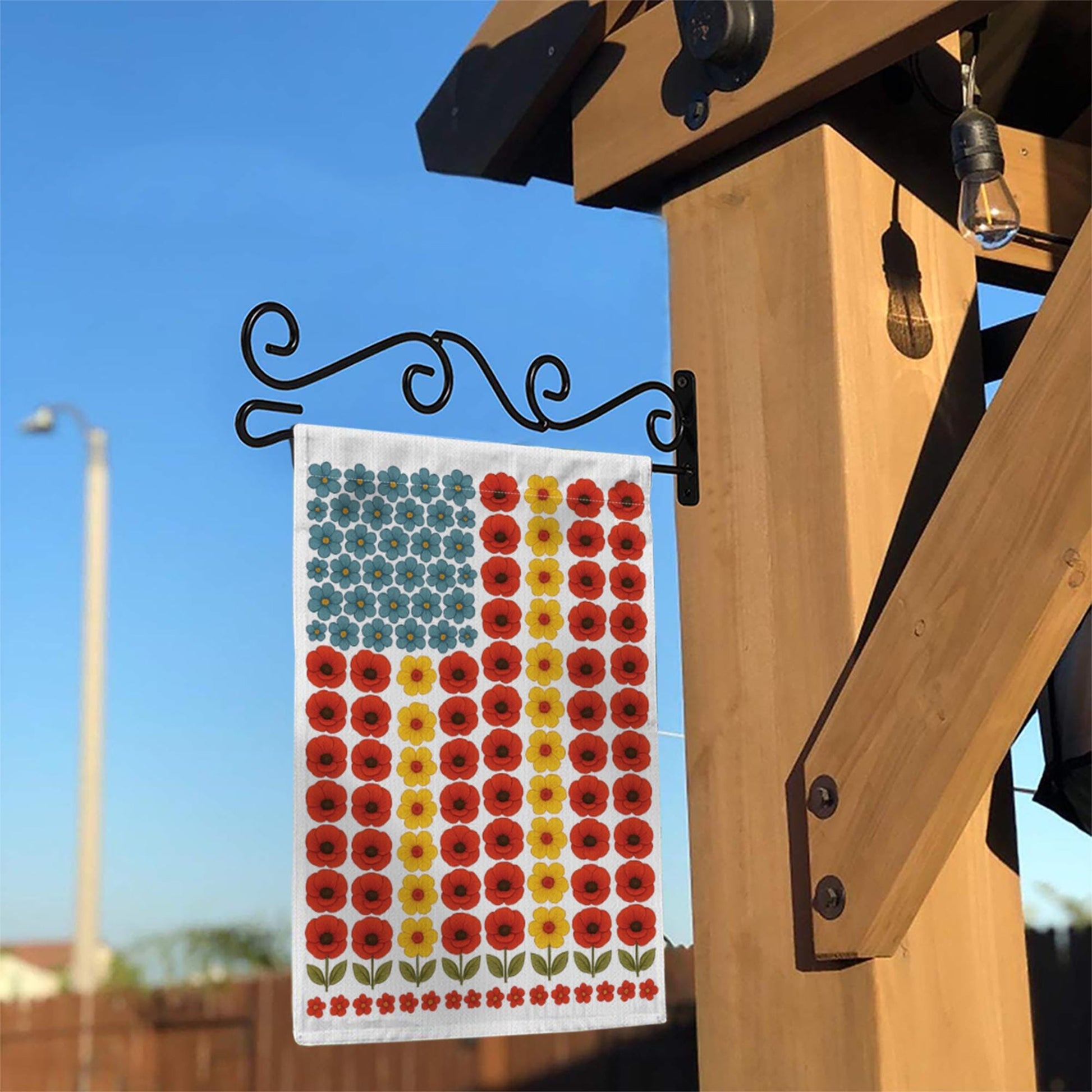 Patriotic Floral American Flag Garden Flag – 4th of July Outdoor Decor, Red White Blue Yard Flag, Summer Holiday Garden Banner