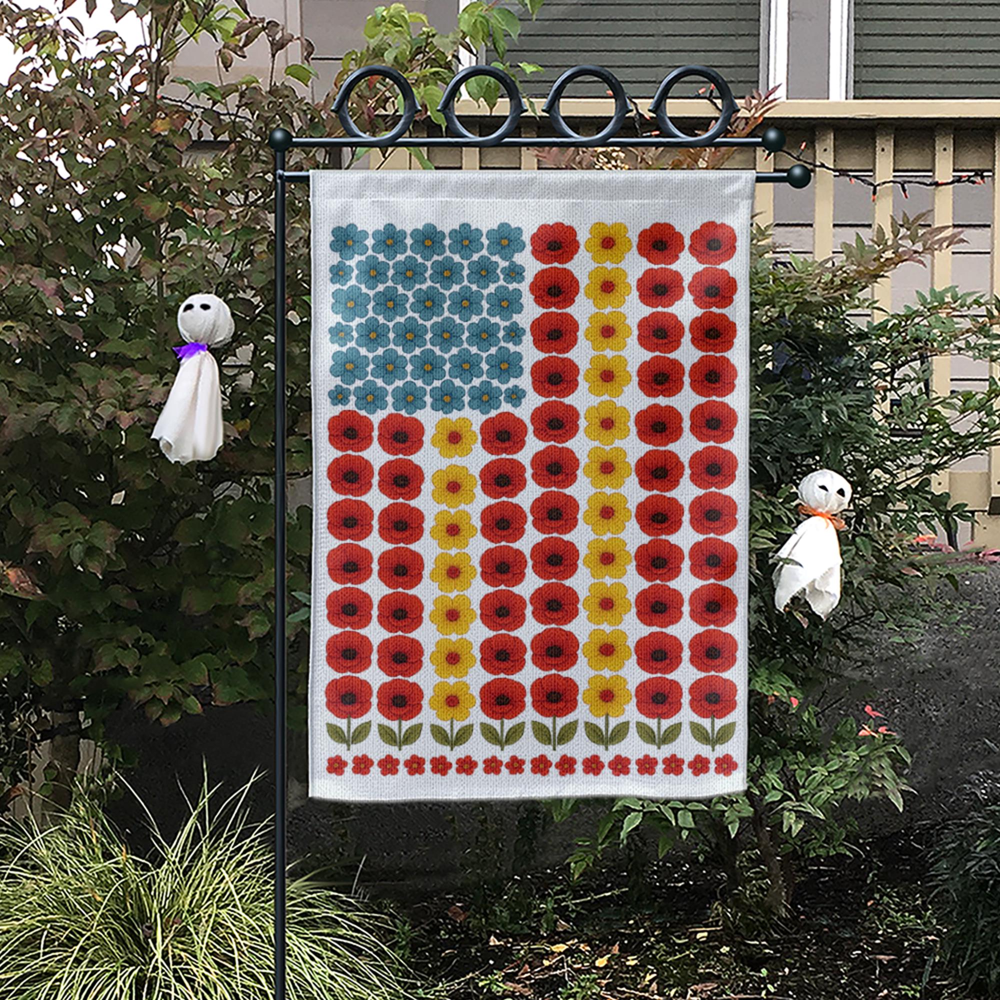 Patriotic Floral American Flag Garden Flag – 4th of July Outdoor Decor, Red White Blue Yard Flag, Summer Holiday Garden Banner
