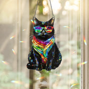 Ally Cat Rainbow Suncatcher | Holographic Acrylic Pride Cat Window Decor | LGBTQ+ Cute Kitty Gift | Queer Cat Lover Room Art