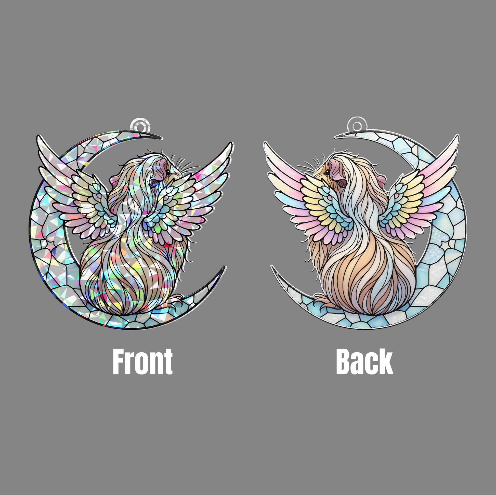 Peruvian Guinea Pig Window Decor, Angel Pet Memorial Ornament, Holographic Acrylic Decor, Guinea Pig Memorial Gift, Loss Of Pet Gift