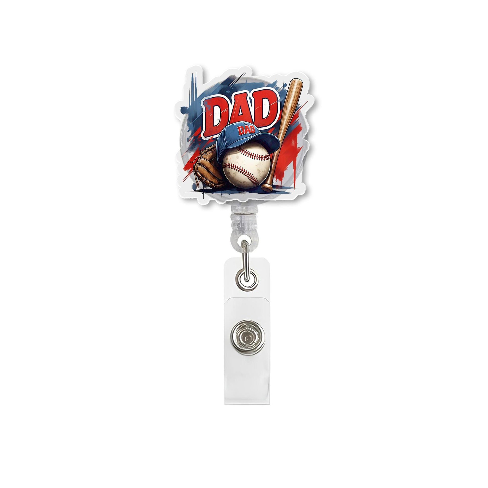Baseball Dad Badge Reel | Sports Nurse ID Holder for Father’s Day | Gift for Baseball Coach, Doctor, or Sports-Loving Dad