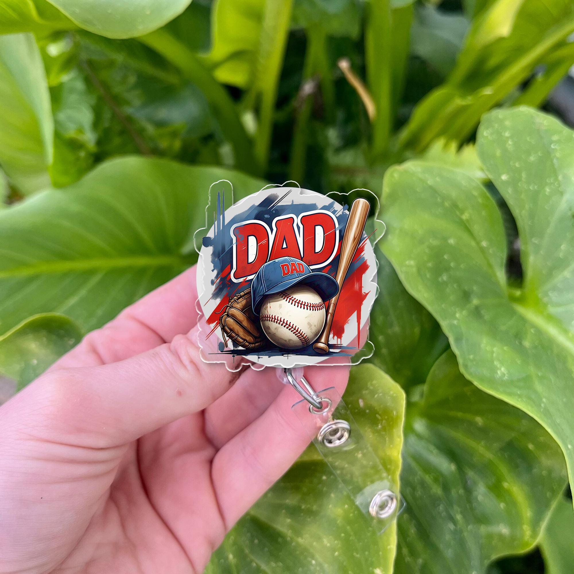 Baseball Dad Badge Reel | Sports Nurse ID Holder for Father’s Day | Gift for Baseball Coach, Doctor, or Sports-Loving Dad