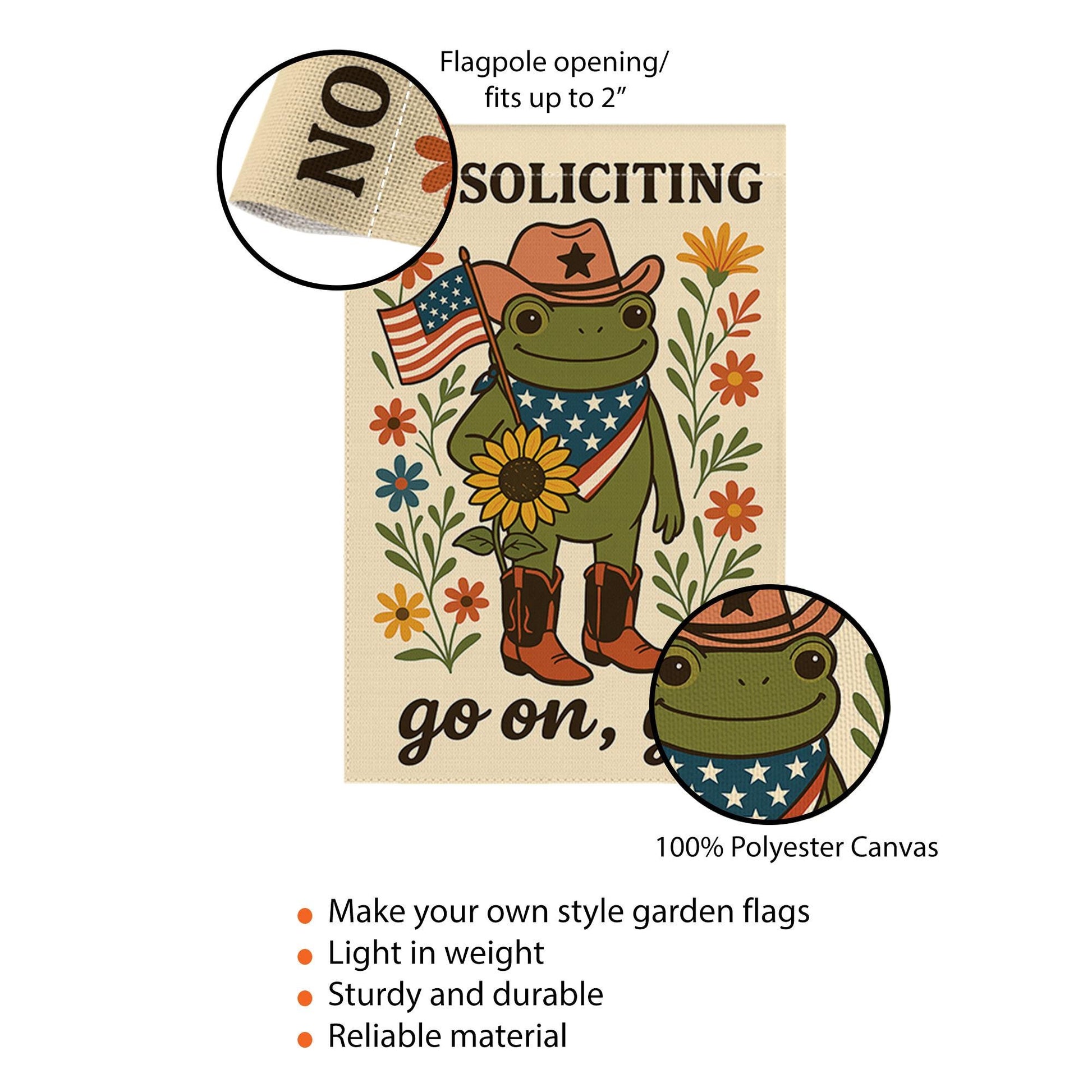 Funny No Soliciting Garden Flag, No Soliciting Yard Sign, Go Away Flag, Funny Yard Flag, Frog Garden Sign, Go On Git, 4th of July