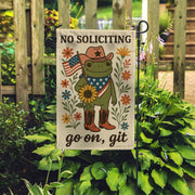Funny No Soliciting Garden Flag, No Soliciting Yard Sign, Go Away Flag, Funny Yard Flag, Frog Garden Sign, Go On Git, 4th of July