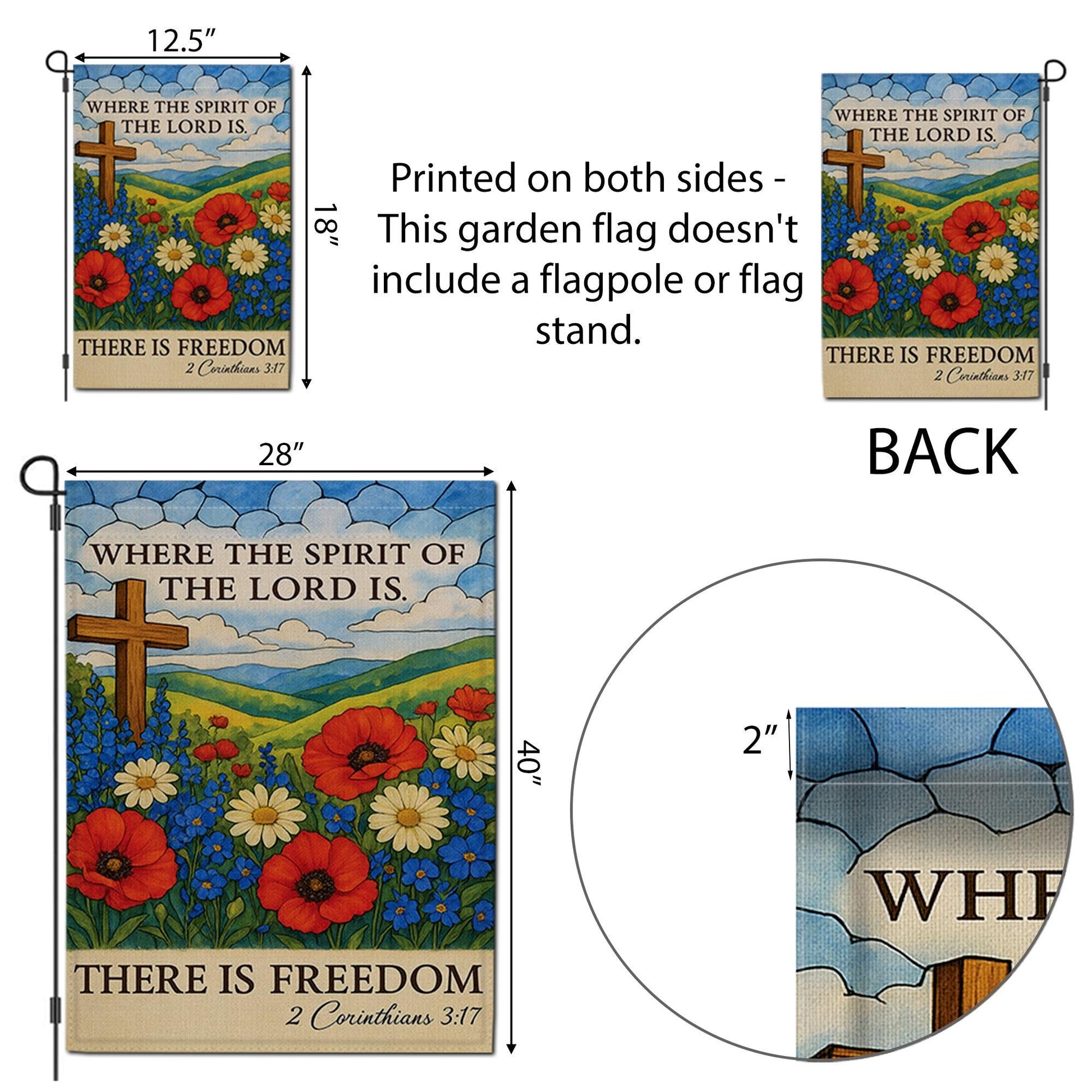 Christian Garden Flag with Bible Verse | Where the Spirit of the Lord Is | Floral Religious Outdoor Decor | 4th of July Outdoor Decor