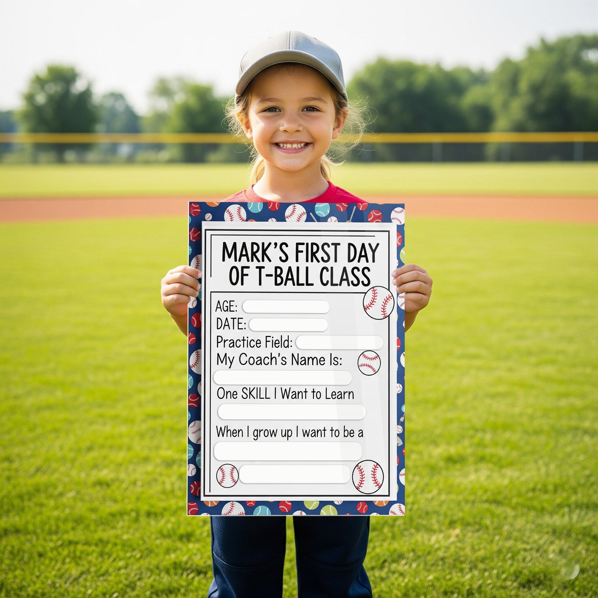 First Day of T-Ball Class Sign, Reusable Wooden Keepsake, Dry Erase Sports Board, Kids Milestone Photo Prop, Custom Memory Sign