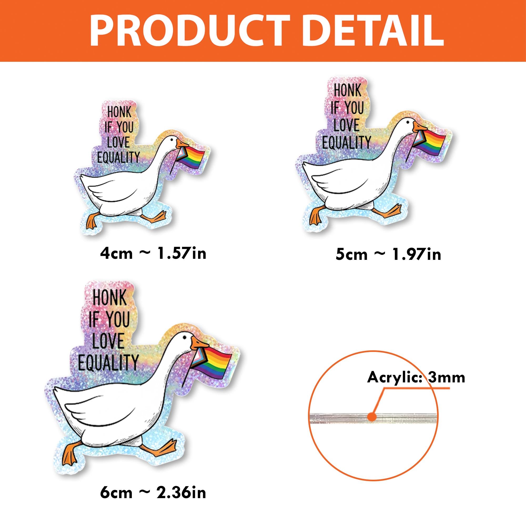 Goose Pride Badge Reel, Honk for Equality Badge, LGBTQ Nurse ID Holder, Funny Goose Badge Clip, Rainbow Retractable Reel