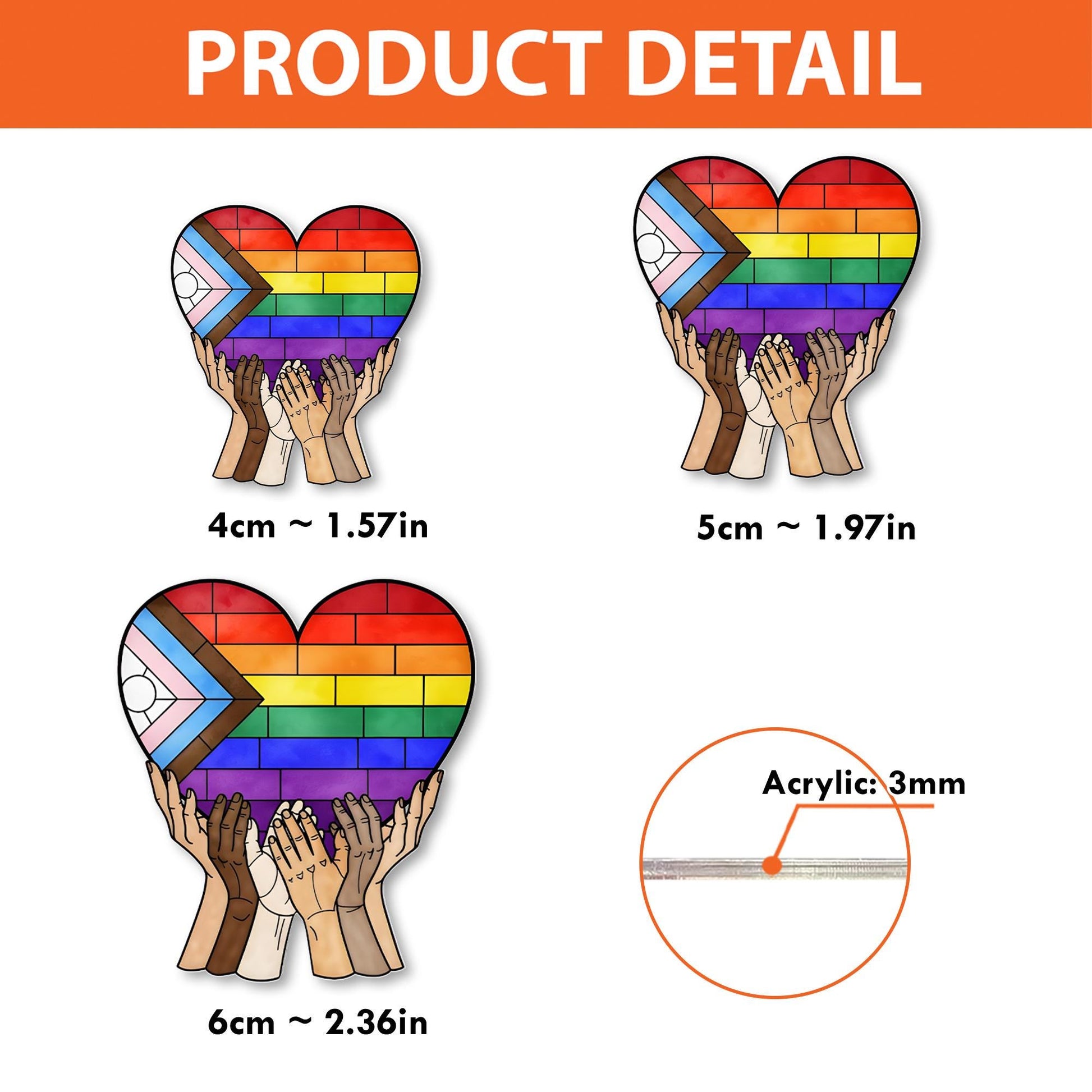 Inclusive Pride Badge Reel, Heart LGBTQ ID Clip, Rainbow Hands Badge Holder, Equality Nurse Badge, Diverse Love Retractable Reel