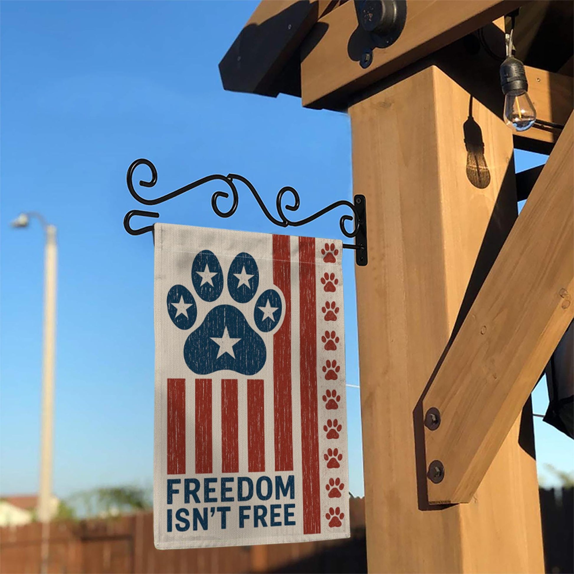 Patriotic Dog Paw Garden Flag – Freedom Isn't Free 4th of July Yard Decor, USA Independence Day Outdoor Flag for Dog Lovers