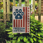 Patriotic Dog Paw Garden Flag – Freedom Isn't Free 4th of July Yard Decor, USA Independence Day Outdoor Flag for Dog Lovers