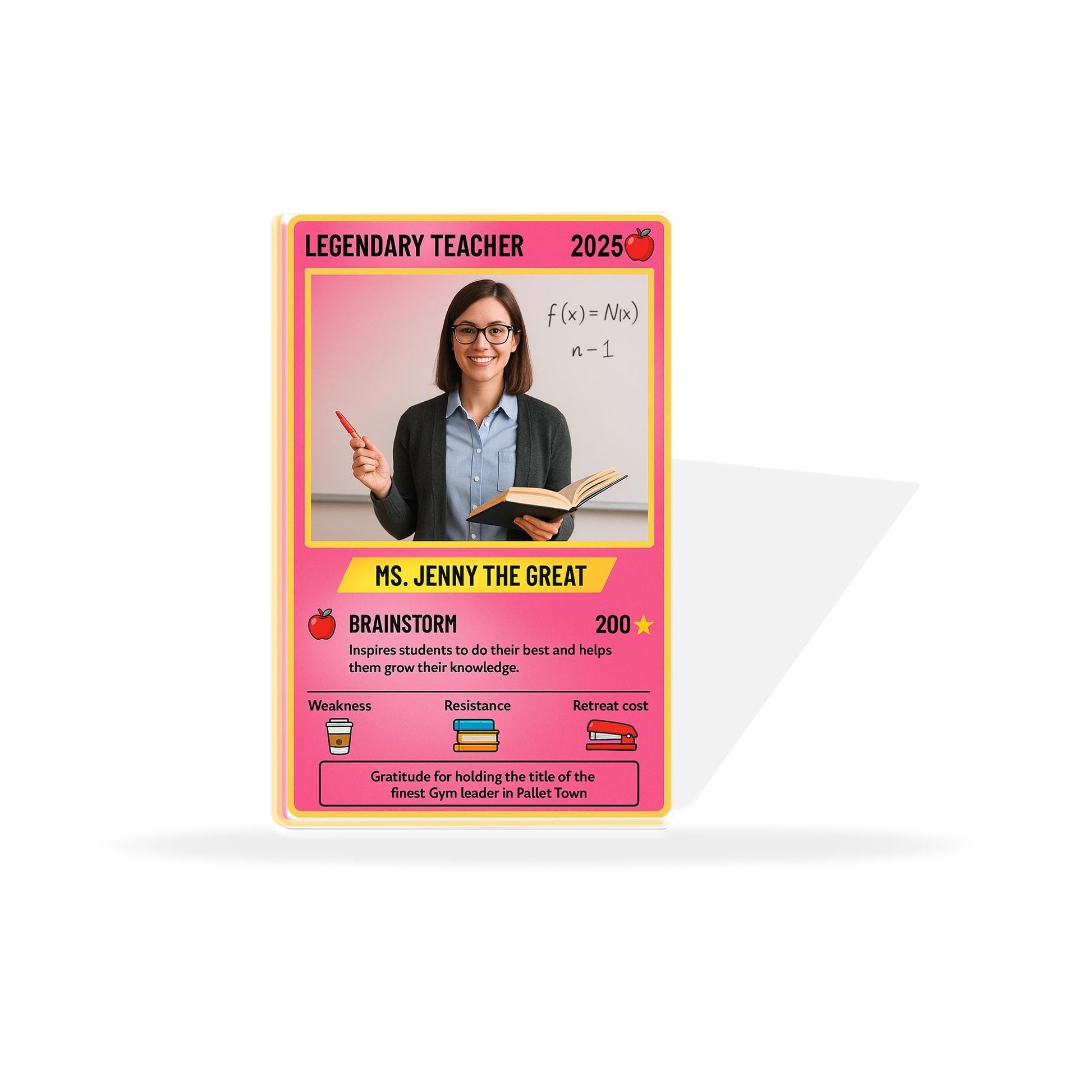 Personalized Teacher Gift, Custom Photo Legendary Teacher Trading Card, Funny Gamer Acrylic Block, End of Year Desk Decor Sign