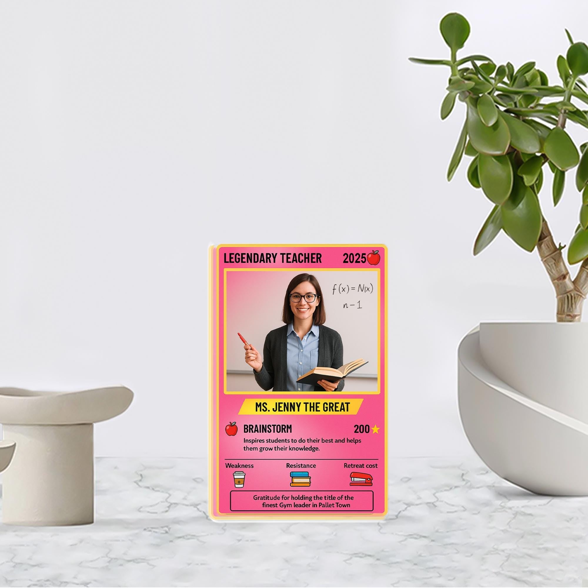 Personalized Teacher Gift, Custom Photo Legendary Teacher Trading Card, Funny Gamer Acrylic Block, End of Year Desk Decor Sign
