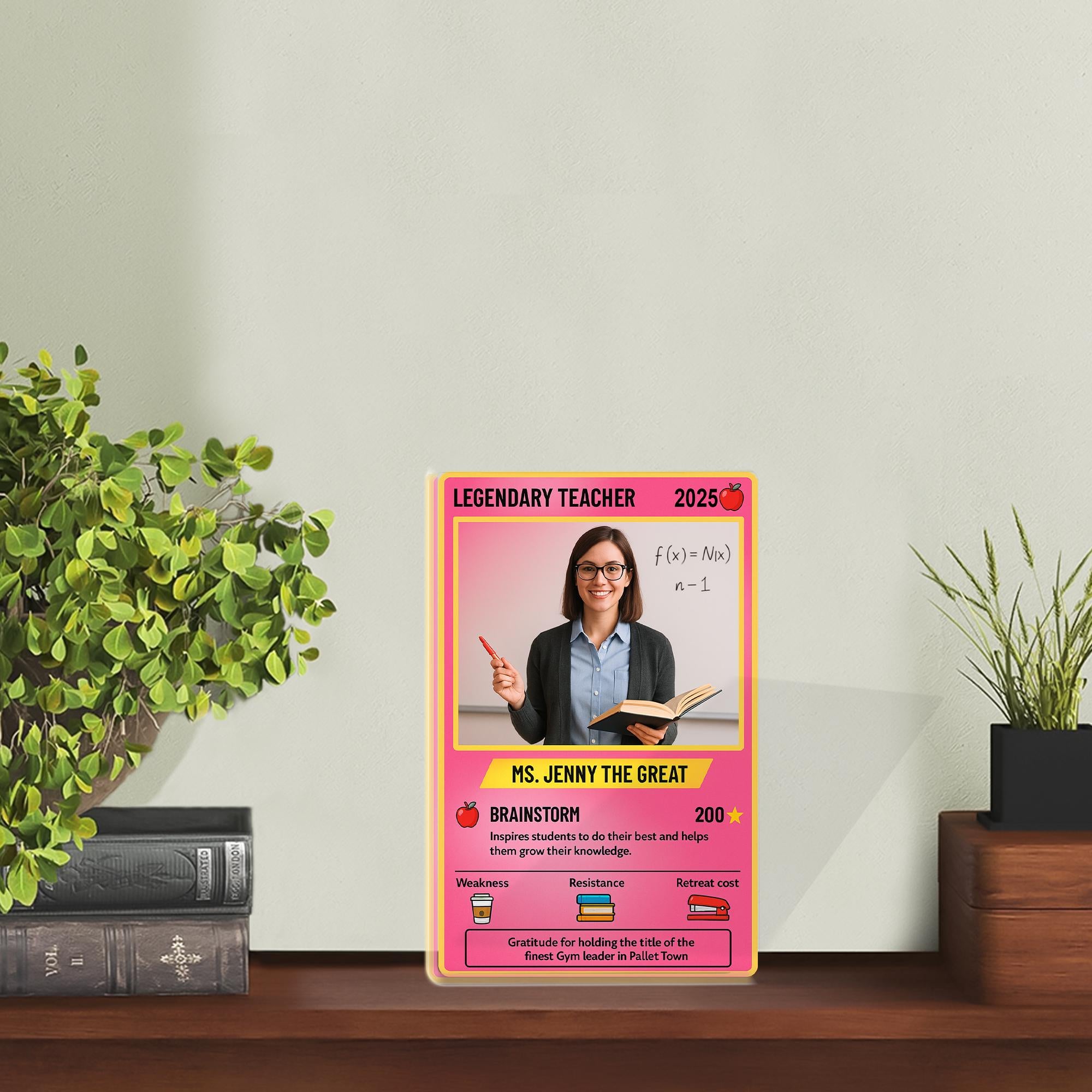 Personalized Teacher Gift, Custom Photo Legendary Teacher Trading Card, Funny Gamer Acrylic Block, End of Year Desk Decor Sign