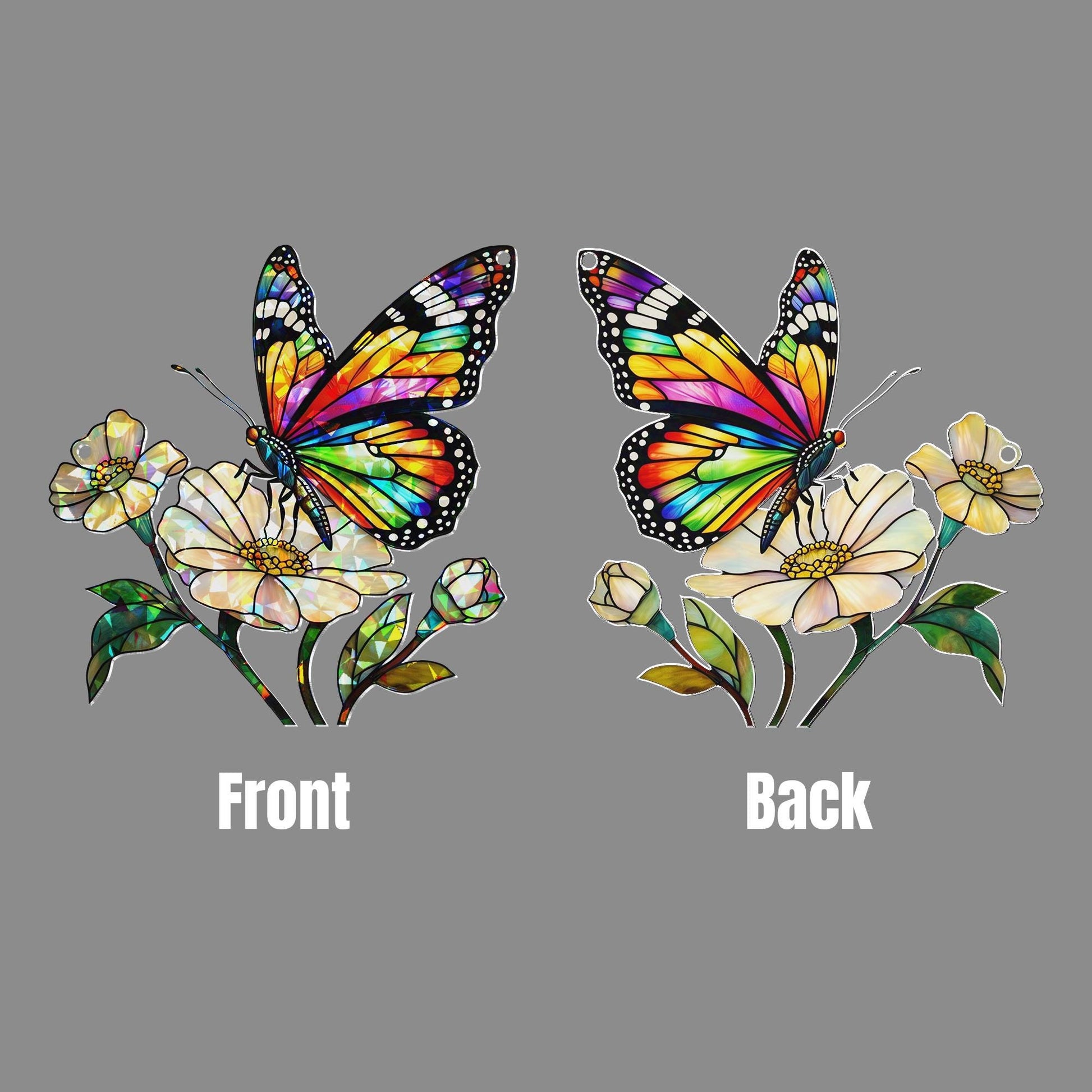Rainbow Butterfly Acrylic Window Hanging – Holographic LGBT Pride Suncatcher, Colorful Boho Wall Decor Gift