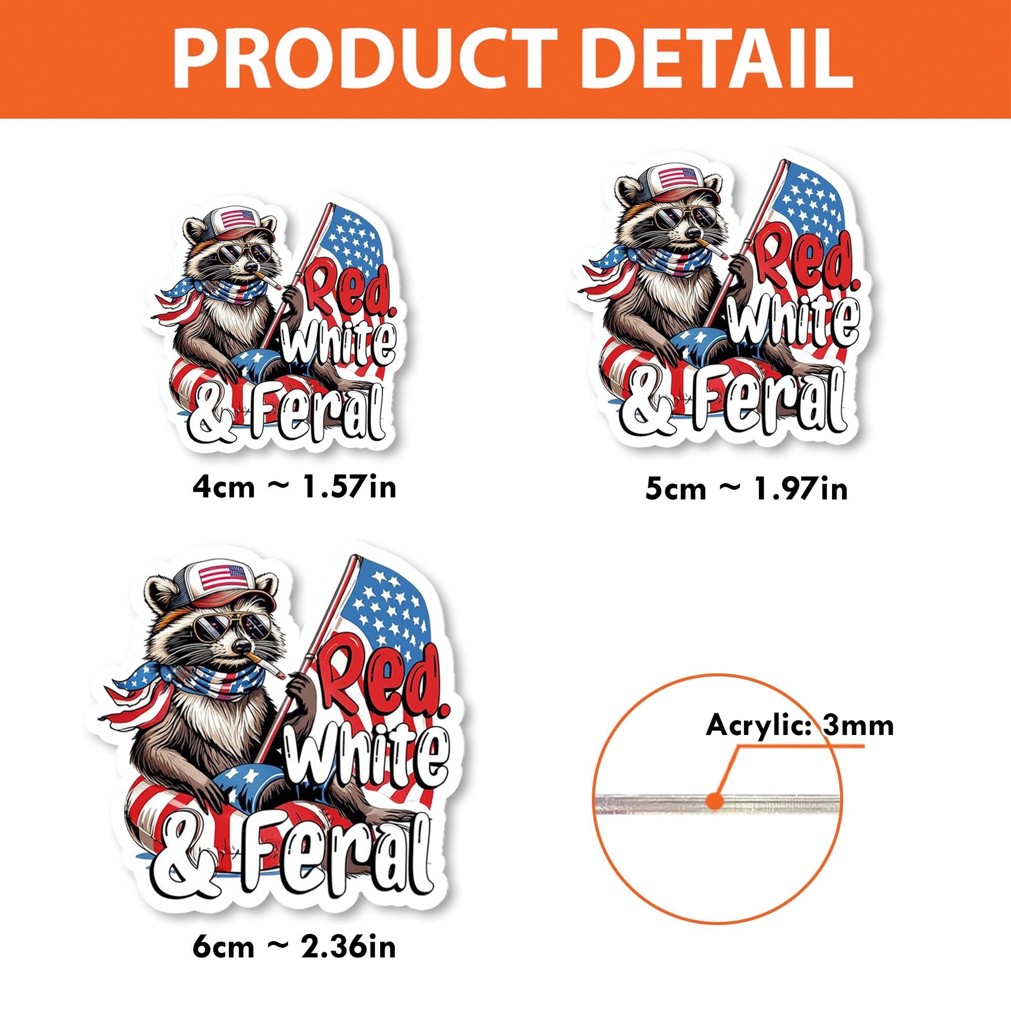 Red White and Feral Badge Reel – Funny Patriotic Raccoon ID Holder, 4th of July RN Badge Clip, Independence Day Work Accessory