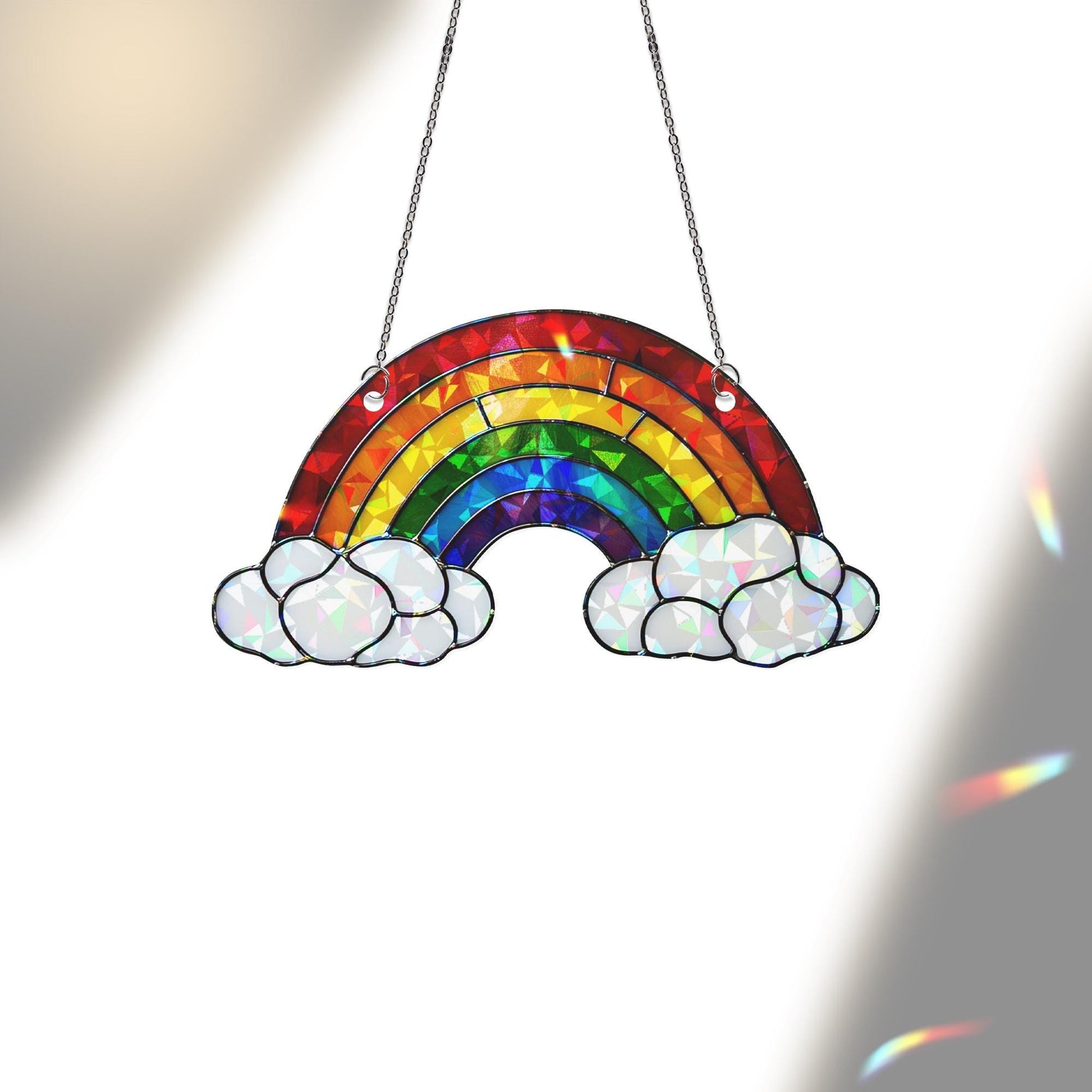 Rainbow Acrylic Window Hanging – Pride LGBTQ+ Sun Catcher with Clouds, Colorful Rainbow Window Decor for LGBT Home or Gift Idea