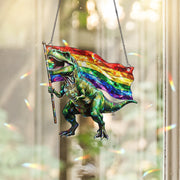 Pride Dinosaur Acrylic Window Hanging – Rainbow T-Rex LGBTQ+ Hanging, Funny LGBT Decor for Windows, Gifts for Allies & Pride Lovers