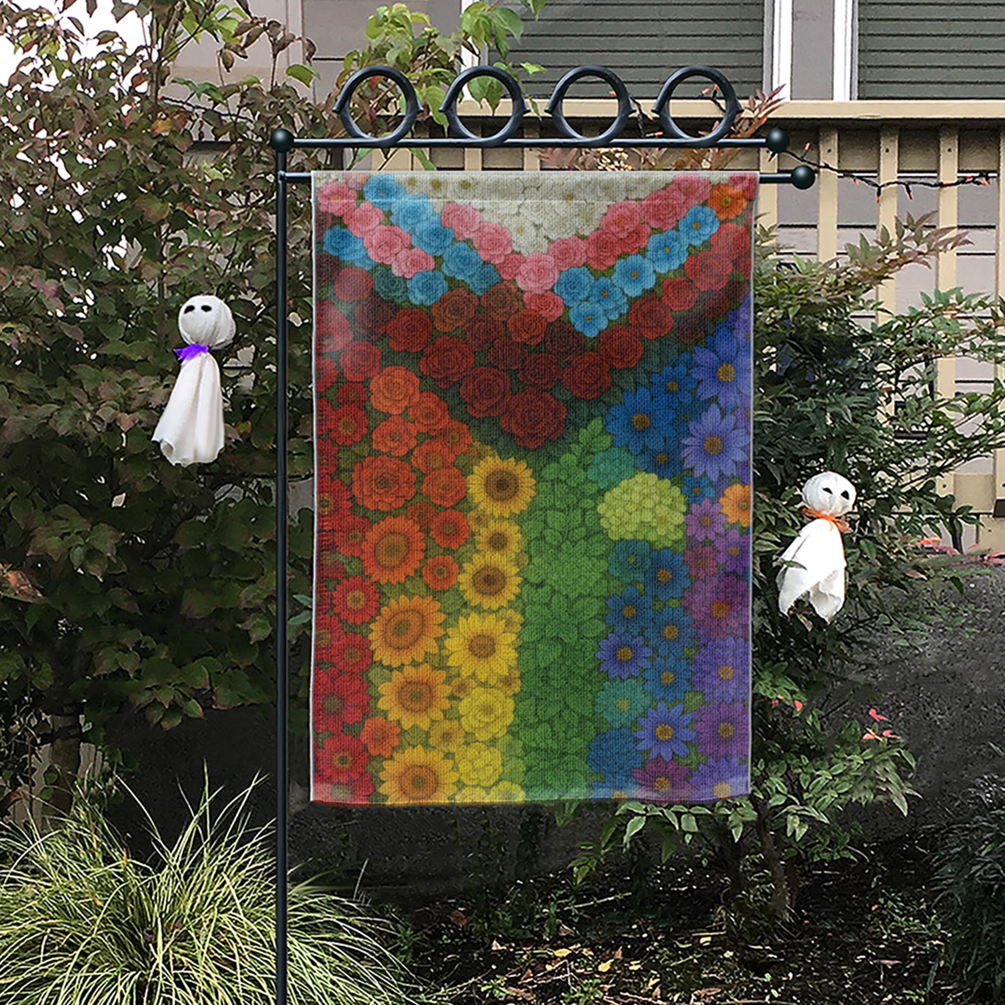 LGBT Pride Garden Flag – Floral Rainbow Outdoor Yard Decor, Inclusive Love is Love Flag, Colorful Queer Lawn Decoration