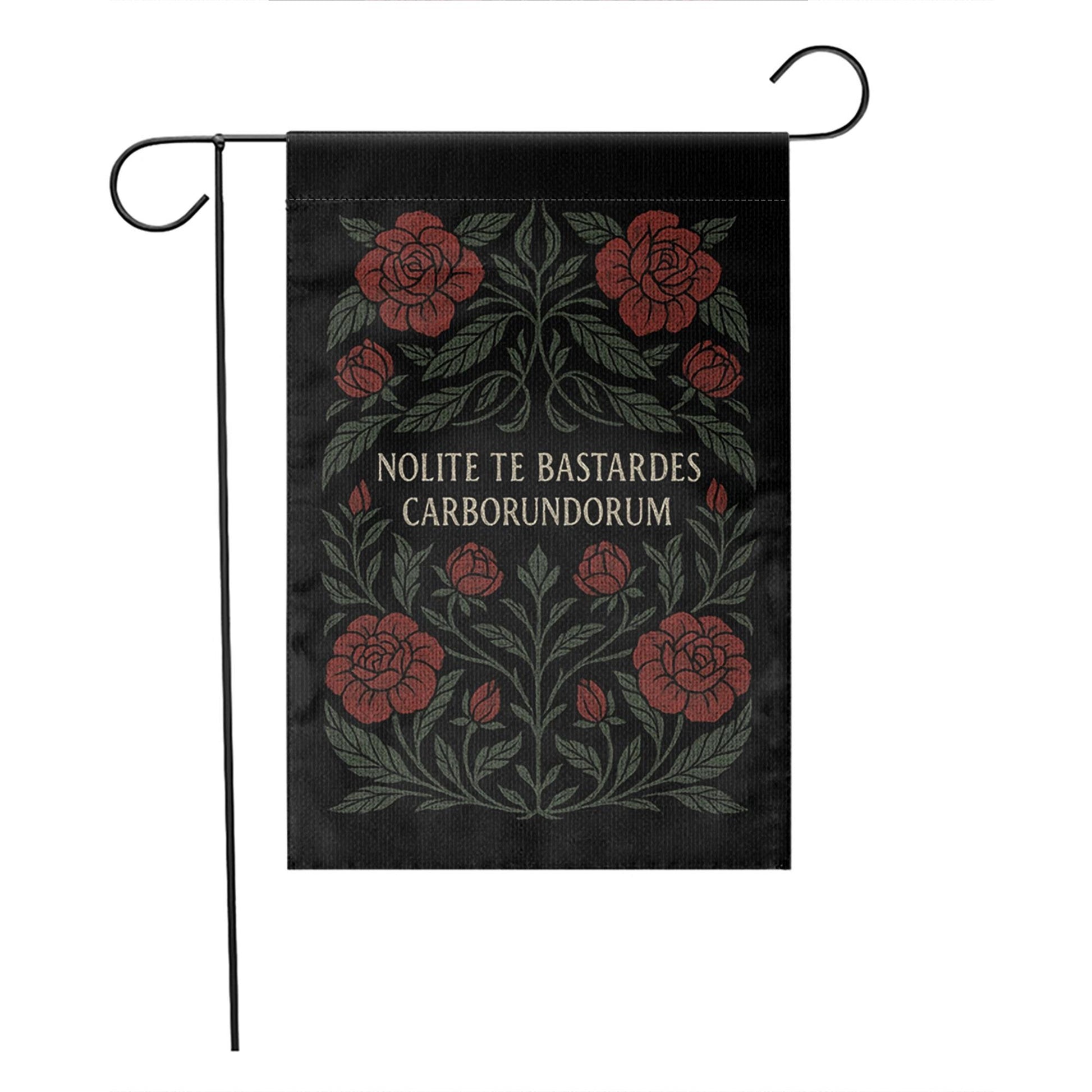 Nolite Te Bastardes Carborundorum Garden Flag – Handmaid’s Tale Quote Banner, Feminist Dark Floral Yard Decor, Empowerment Gift