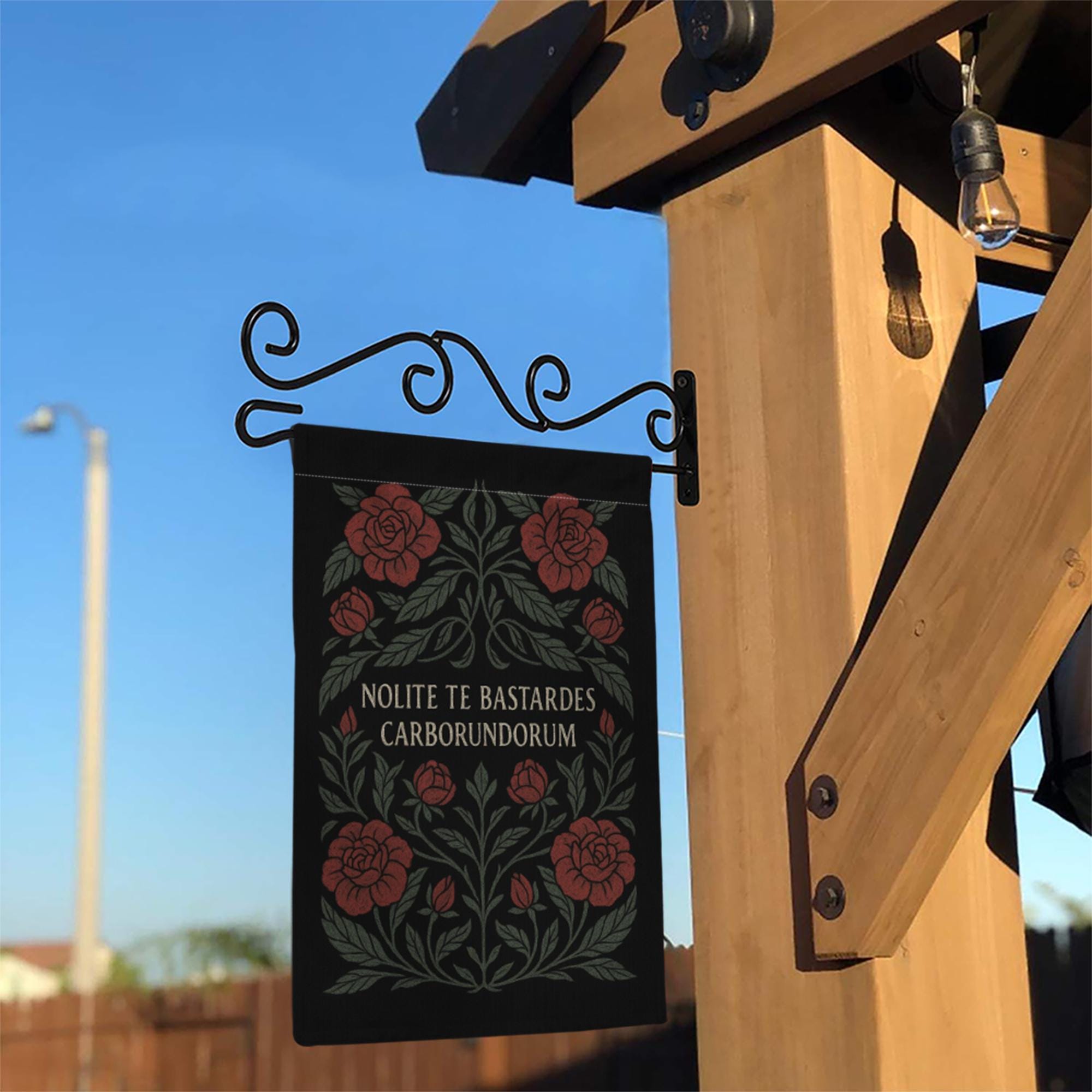 Nolite Te Bastardes Carborundorum Garden Flag – Handmaid’s Tale Quote Banner, Feminist Dark Floral Yard Decor, Empowerment Gift