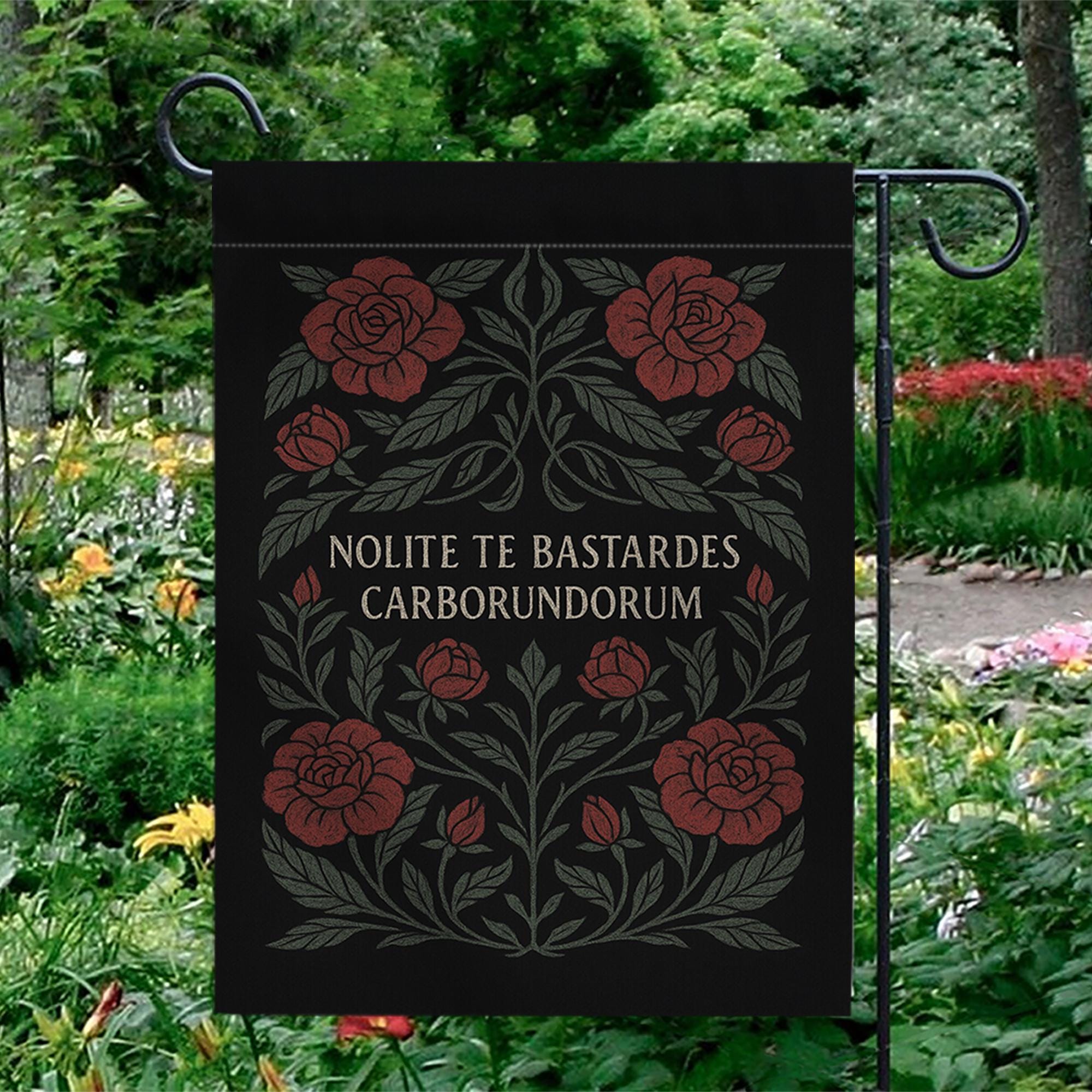 Nolite Te Bastardes Carborundorum Garden Flag – Handmaid’s Tale Quote Banner, Feminist Dark Floral Yard Decor, Empowerment Gift