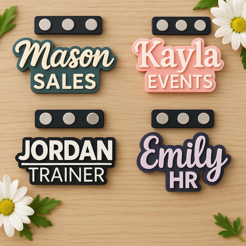Custom Magnetic Name Tag with Title,Personalized Bold Desk or Badge Sign,Reusable Work ID Tag for Office, Events, and Teams,2 layer Magnetic