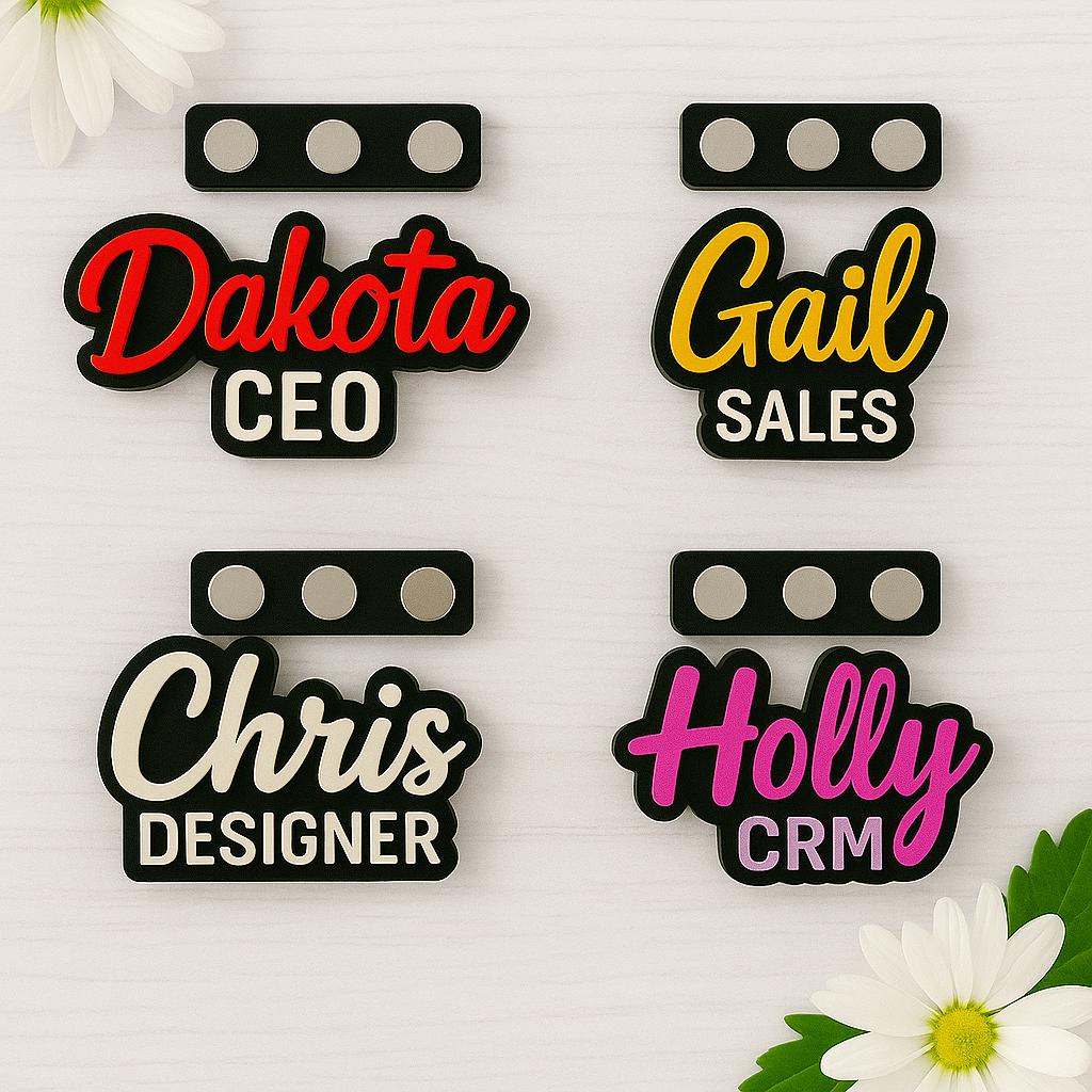 Custom Magnetic Name Tag with Title,Personalized Bold Desk or Badge Sign,Reusable Work ID Tag for Office, Events, and Teams,2 layer Magnetic
