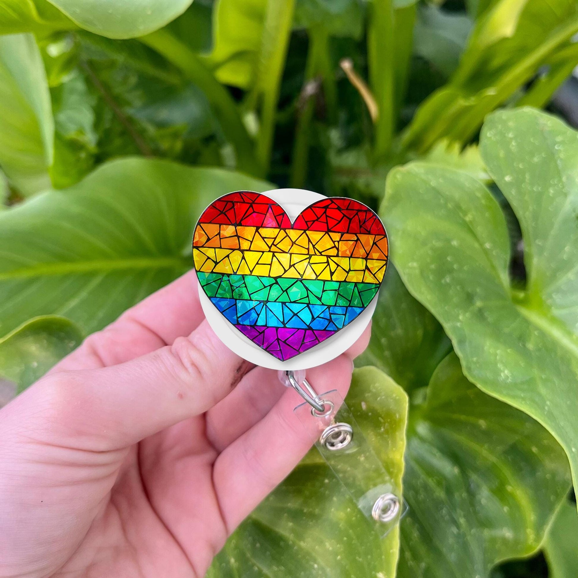 Lgbt Heart Badge Reel, Ally Nurse Bagde Clip, Rainbow Heart Id Holder, Nurse Gift, RN Id Holder, Gift For Nurse, Pride Nurse Gift
