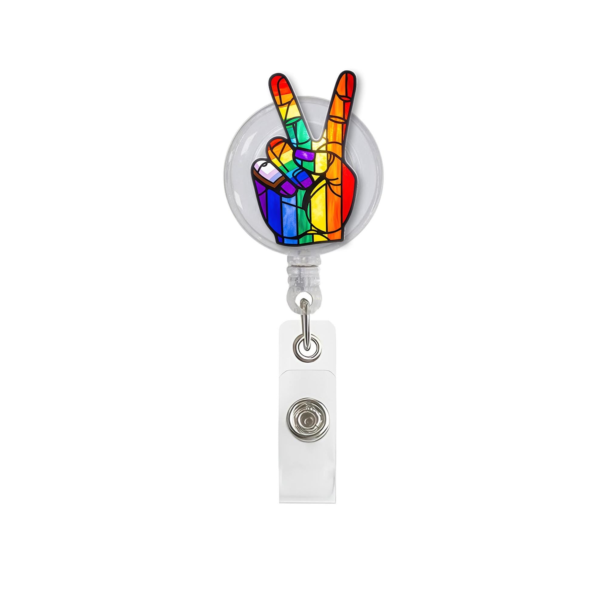 Rainbow Peace Badge Reel, LGBTQ ID Holder, Pride Hand Clip, Colorful Nurse Badge, Queer Accessory, Fun Gift for Coworker