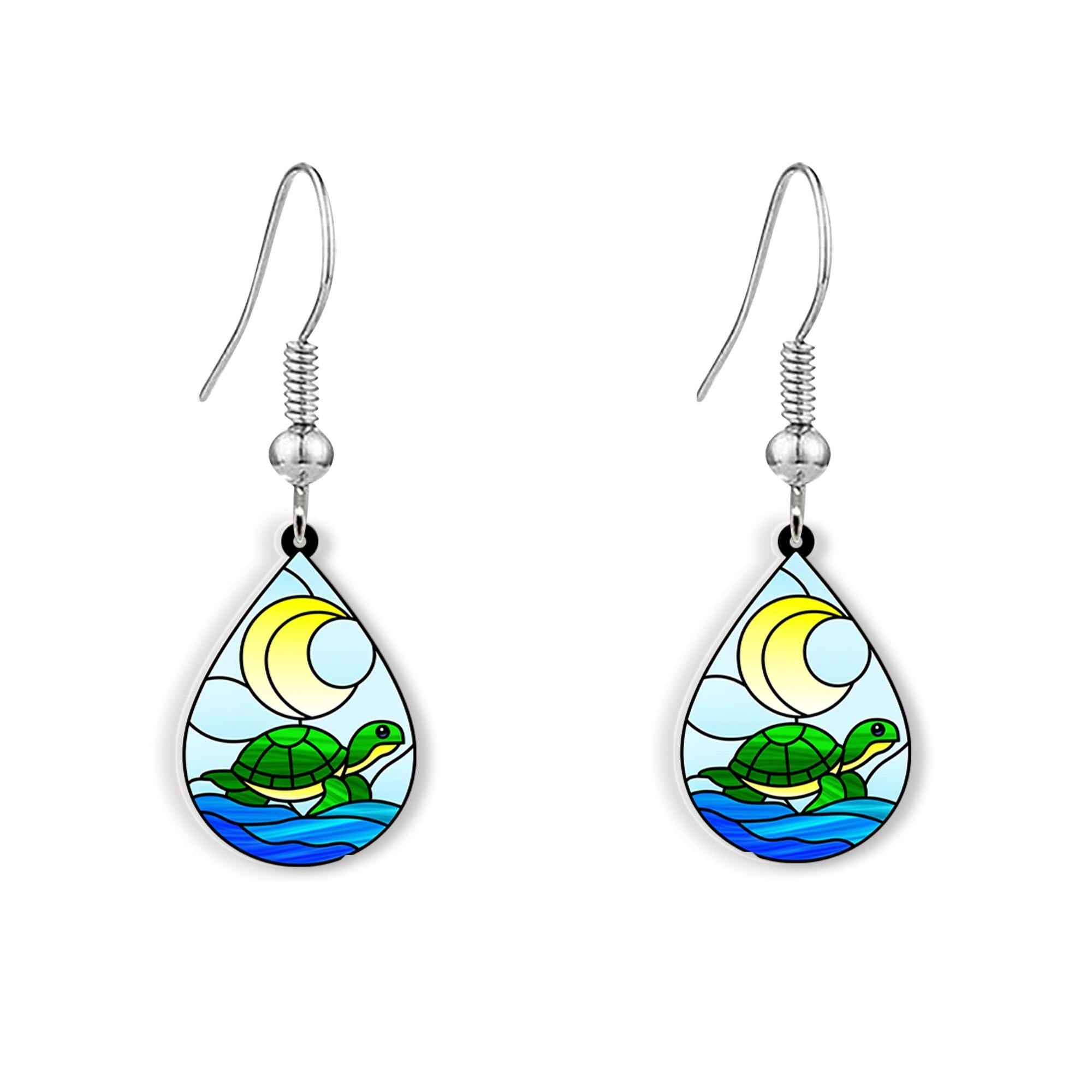 Sea Turtle Teardrop Earrings | Ocean Jewelry | Beach Lover Summer Gift | Coastal Nature Animal Accessory gift for turtle lover