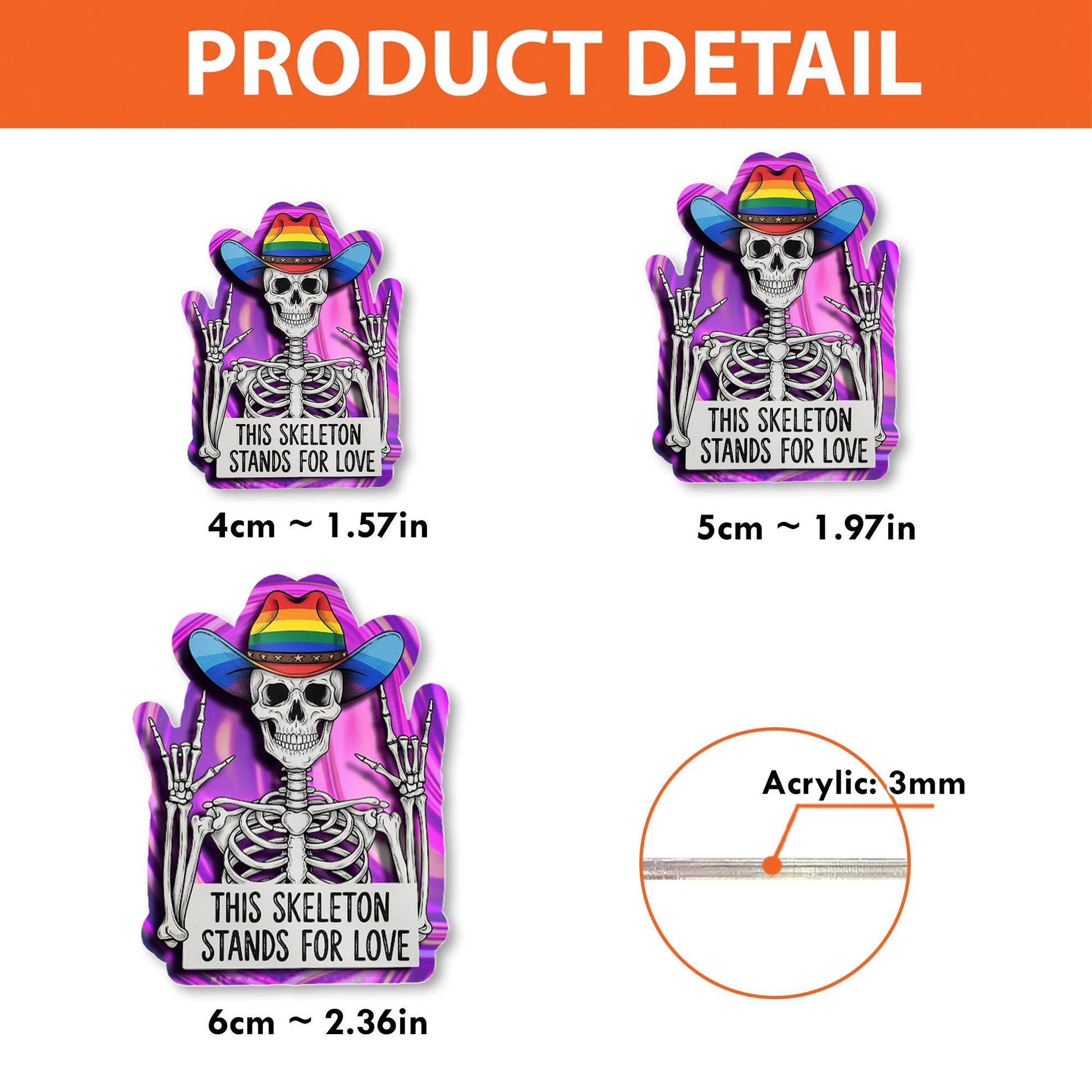 Rainbow Skeleton FAUX Hologram Badge Reel, Pride ID Clip, LGBTQ Nurse Gift, Funny Skeleton, Colorful Badge Holder, Stand for Love Accessory