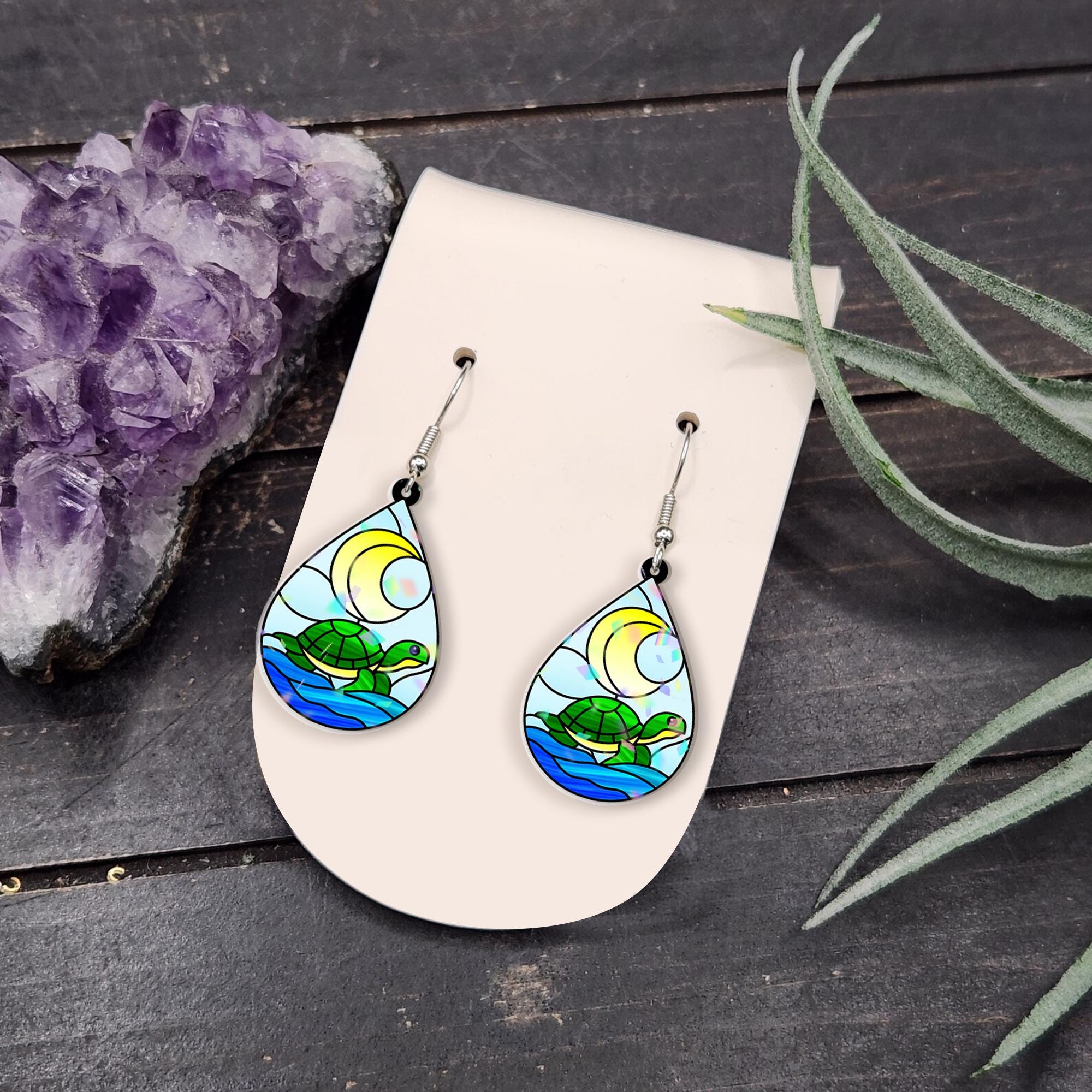 Sea Turtle Teardrop Earrings | Ocean Jewelry | Beach Lover Summer Gift | Coastal Nature Animal Accessory gift for turtle lover