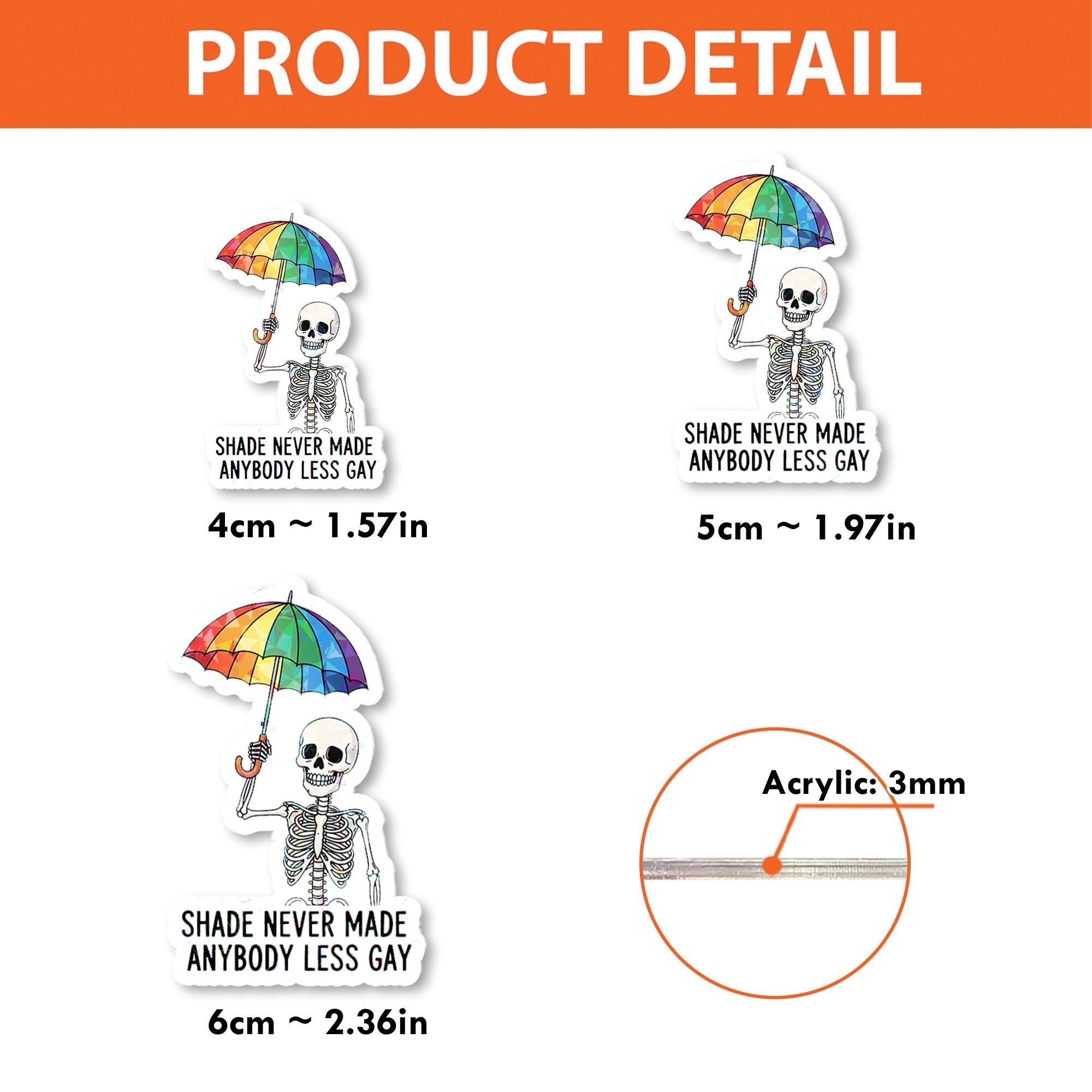 Funny Pride Skeleton Badge Reel | Shade Never Made Anybody Less Gay LGBTQ+ ID Clip | Queer Rainbow Nurse Office Accessory