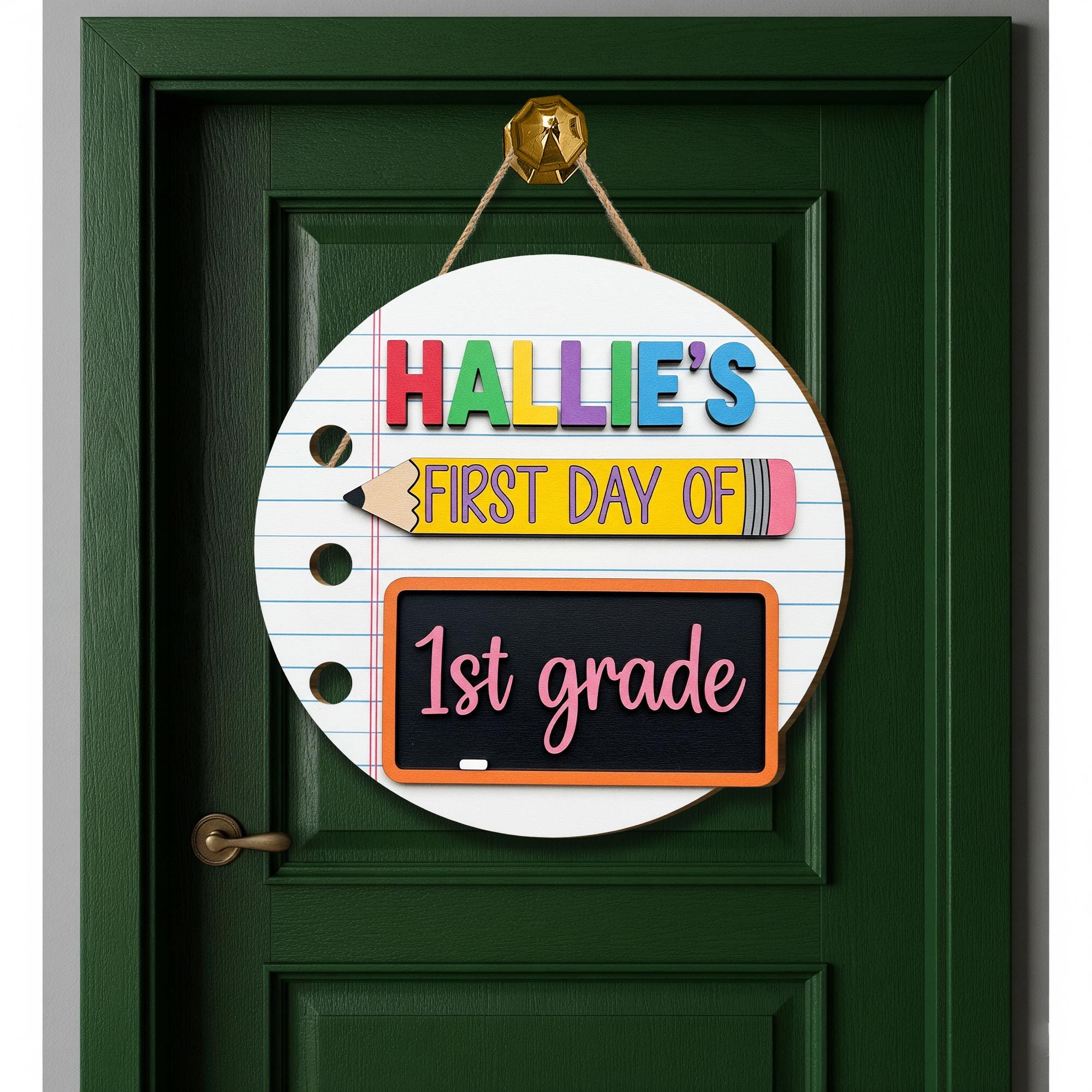 Personalized First Day of School 2 Layer Wood Sign, Back to School Door Hanger, Custom Grade Sign, Classroom Decor, Kid Milestone Woodsign