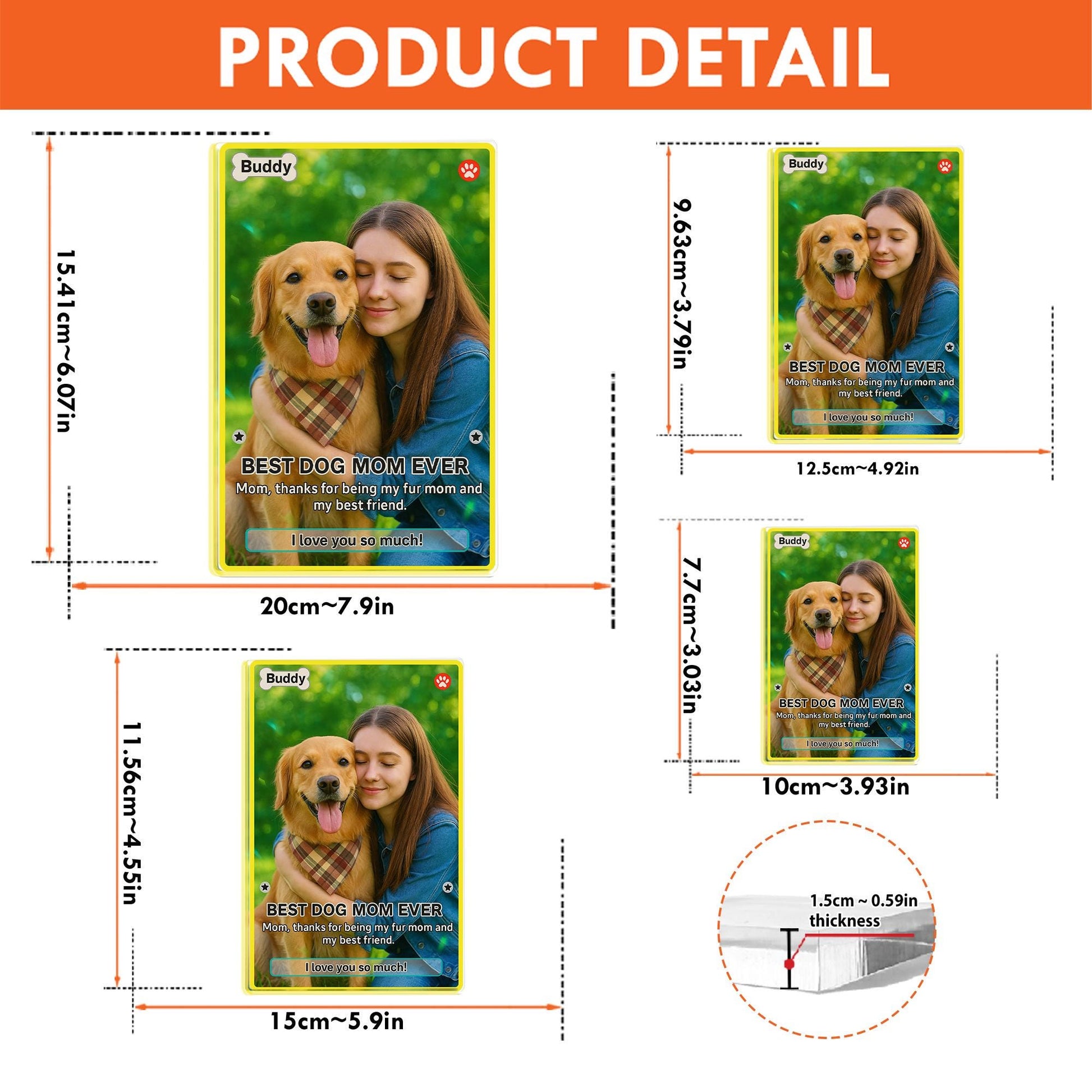 Personalized Dog Mom Gift, Custom Pet Photo Acrylic Block, Best Dog Mom Ever Trading Card, Unique Keepsake Gift for Dog Lovers