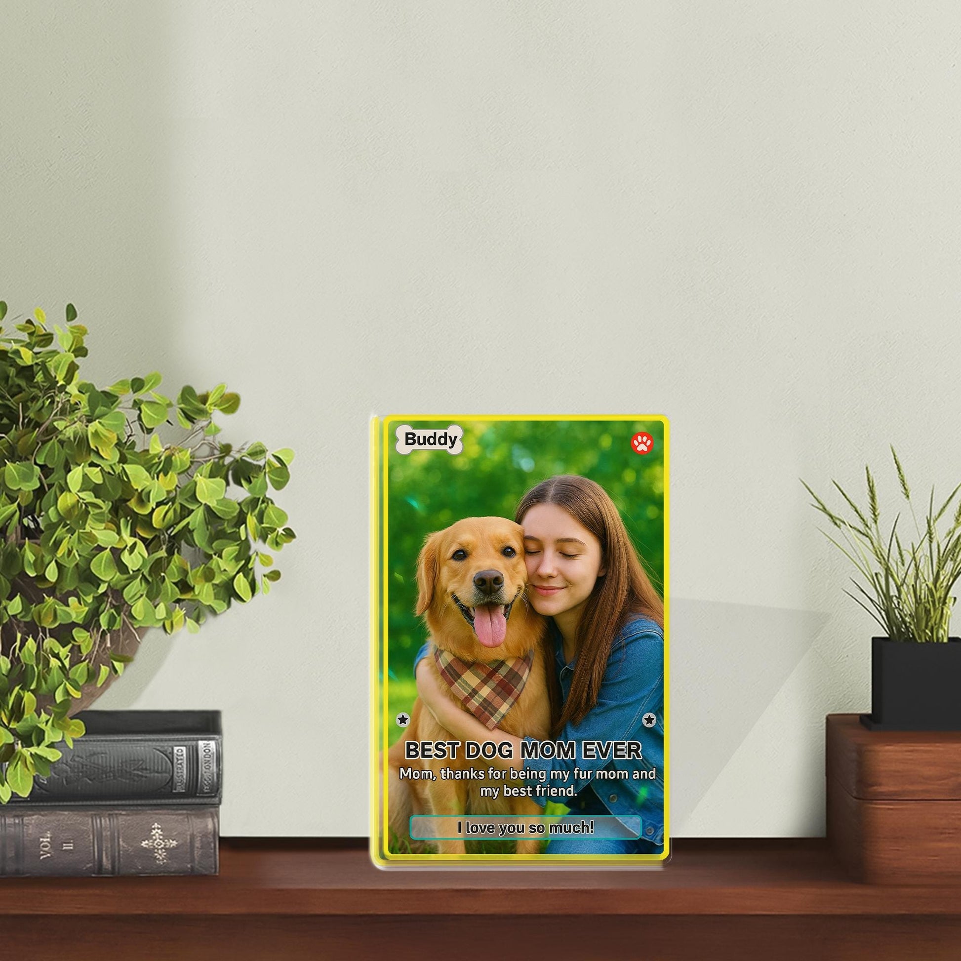 Personalized Dog Mom Gift, Custom Pet Photo Acrylic Block, Best Dog Mom Ever Trading Card, Unique Keepsake Gift for Dog Lovers