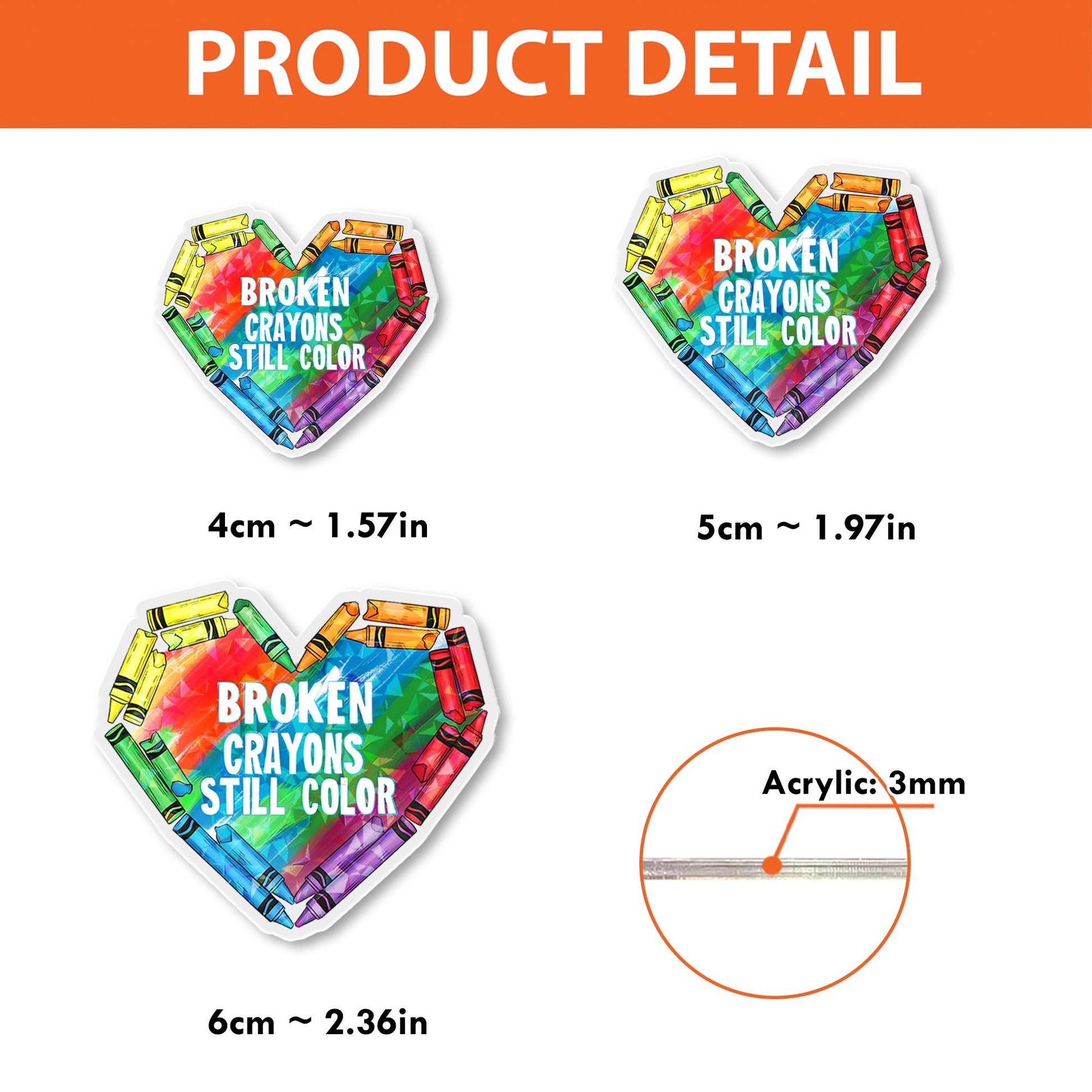 Broken Crayons Still Color Badge Reel – Rainbow Heart ID Holder – Inspirational Teacher Nurse Clip – Crayon Badge for Classroom Use
