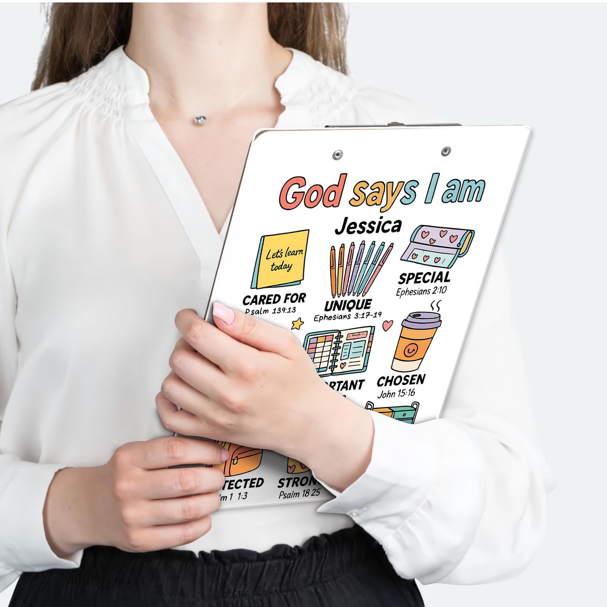 God Says I Am Affirmation Clipboard – Back to School Teacher Name Gift -  Cute Back to School Clipboard